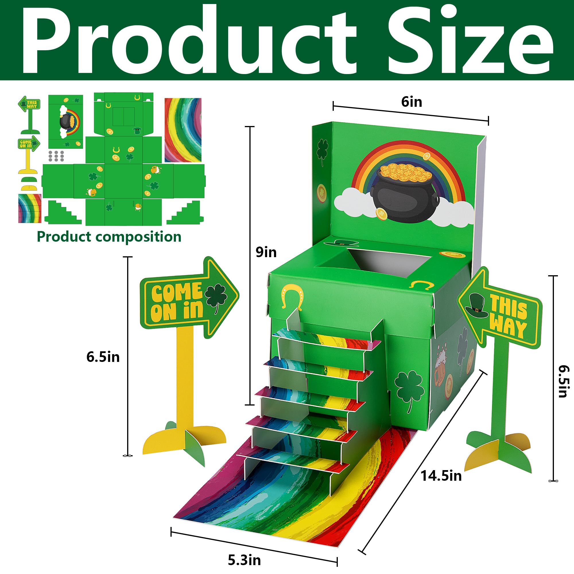 RunNico St. Patrick's Day Leprechaun Trap Kit - DIY Craft for Kids, Classroom & Home Party - Rainbow Themed St Patricks Day Decorations to Catch a Leprechaun - Perfect for School Activities & Family Fun