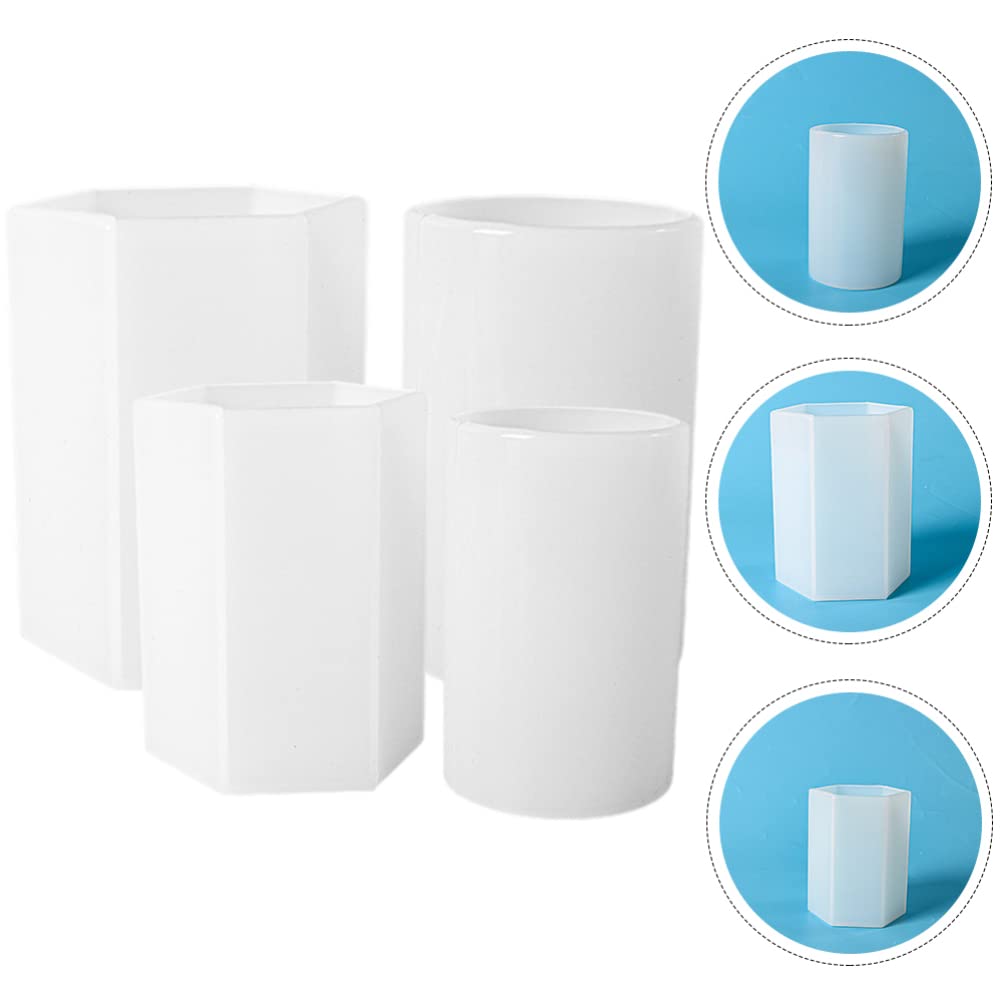 Operitacx 4-Piece Hexagon Silicone Candle Molds Set - Reusable Pillar Candle, Wax, Soap & Epoxy Resin Casting Molds for DIY Crafts, Home Decor & Wedding Centerpieces