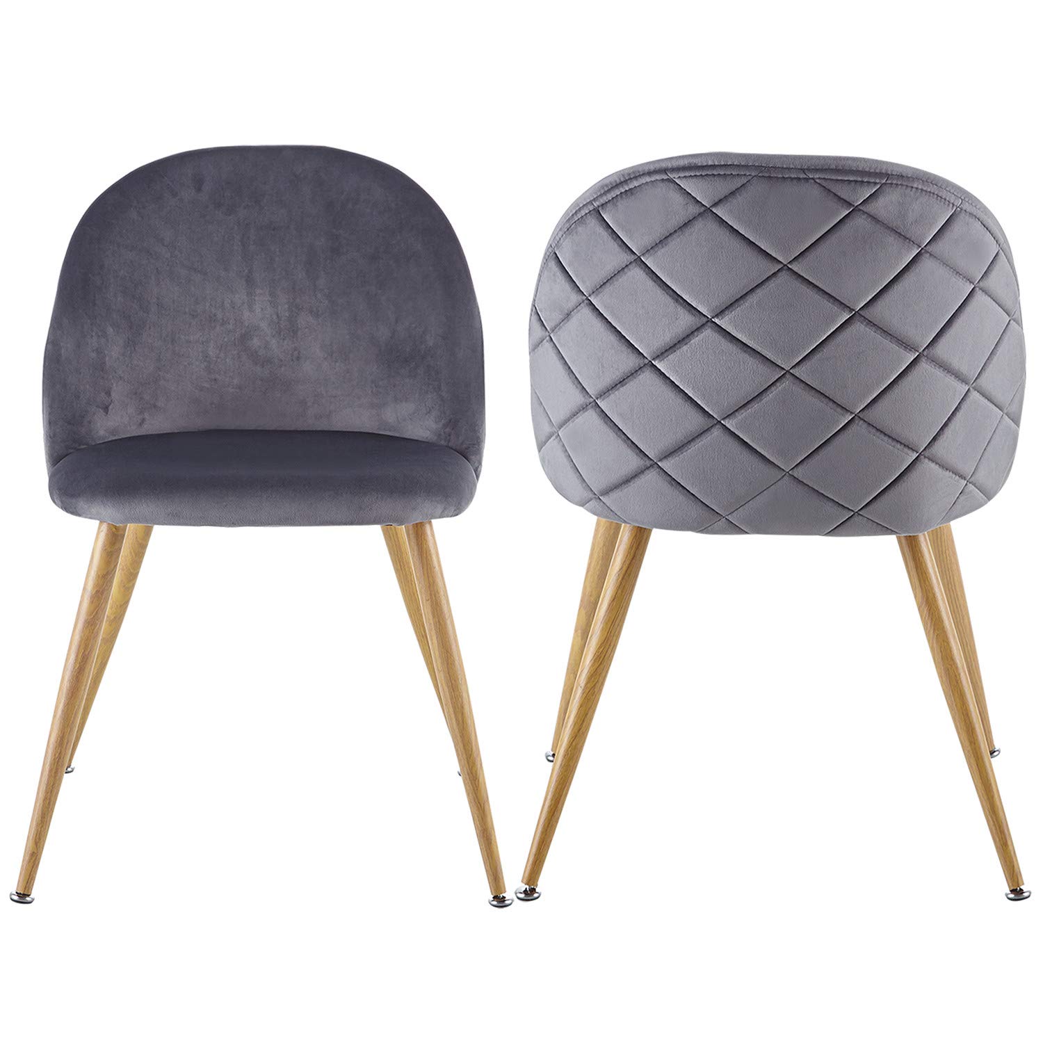 Velvet Accent Chairs Set of 2 - Modern Upholstered High Back Side Chairs with Gold Metal Legs for Living Room, Bedroom, Dining Room & Vanity | Elegant Home Decor & Cafe Seating (Grey) - Perfect for Relaxing, Entertaining Guests & Stylish Home Makeover