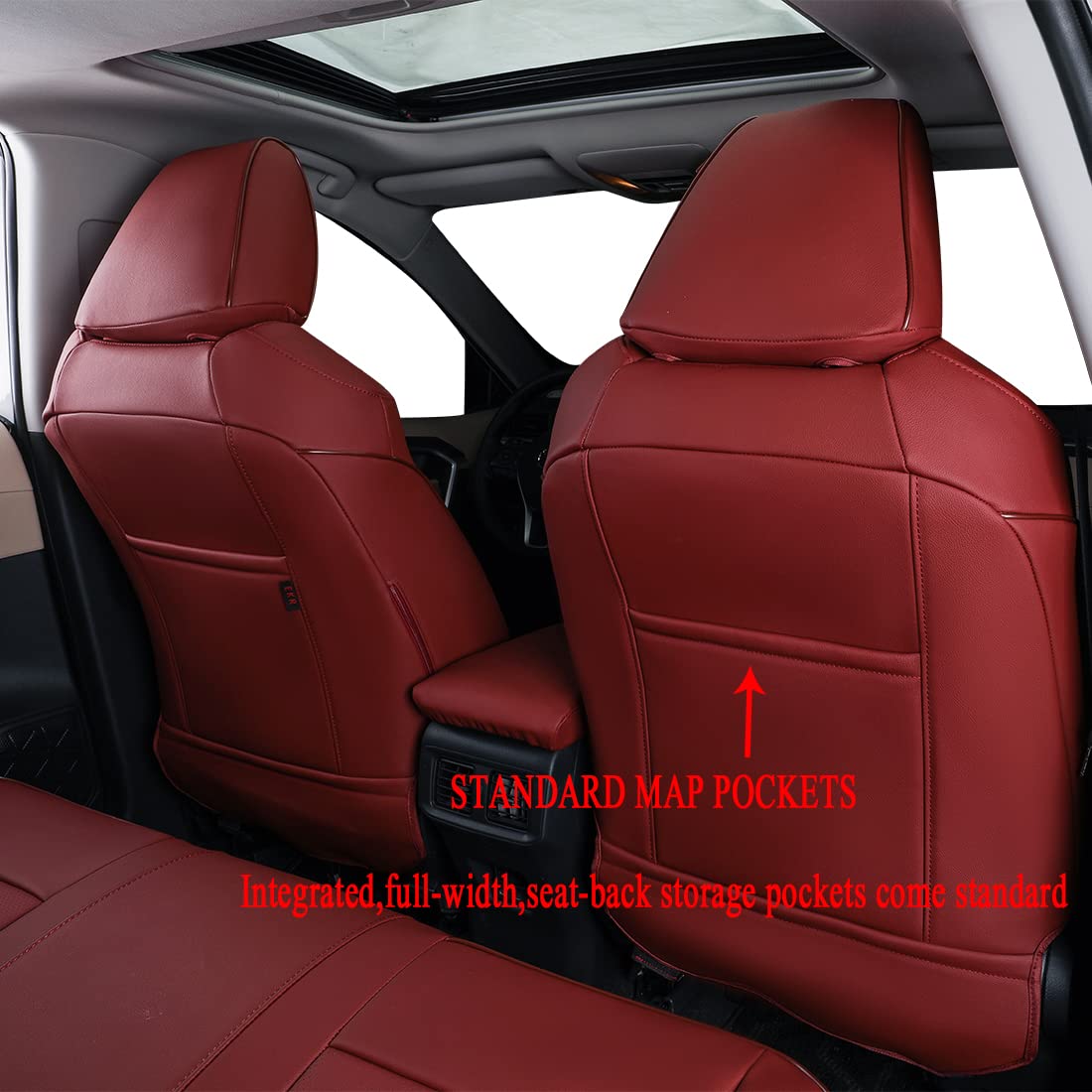 Premium EKR Custom Fit Waterproof Leather Seat Covers for Toyota Corolla Cross 2022-2025 XLE Models - Full Set Luxury Car Seat Protectors (Burgundy Red) - Perfect for Road Trips, Daily Commutes & Interior Protection