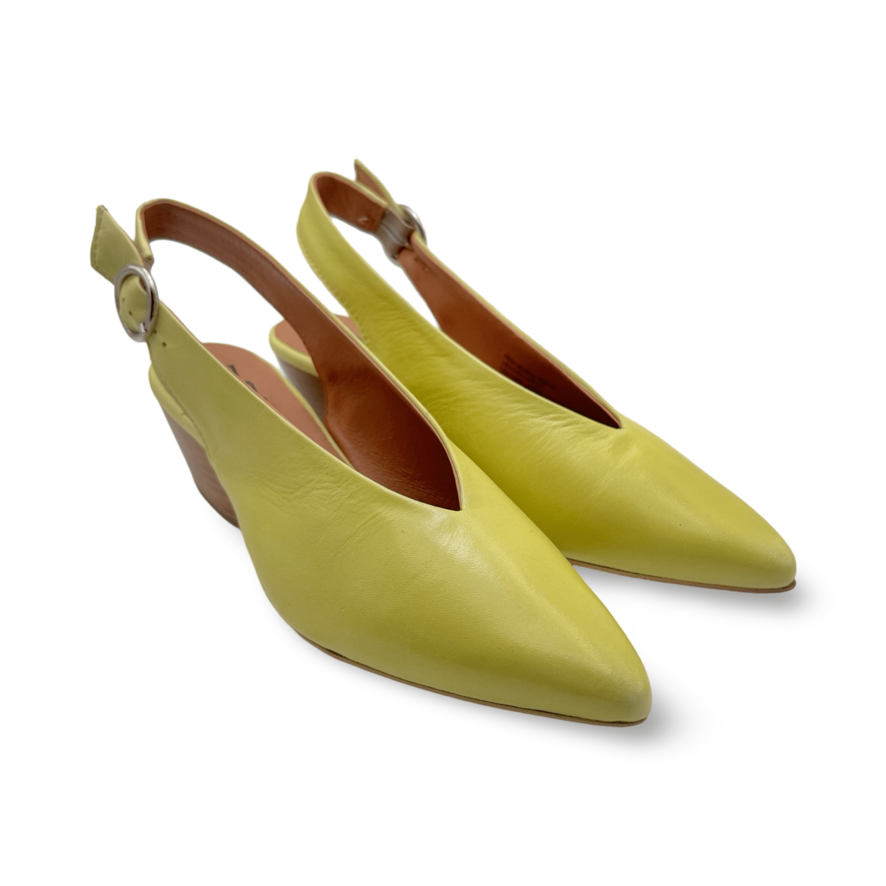 Heide Citron Slingback Pump Women's Comfortable Low Heel Dress Sandals for Wedding, Party & Office Wear | Breathable & Stylish Summer Shoes