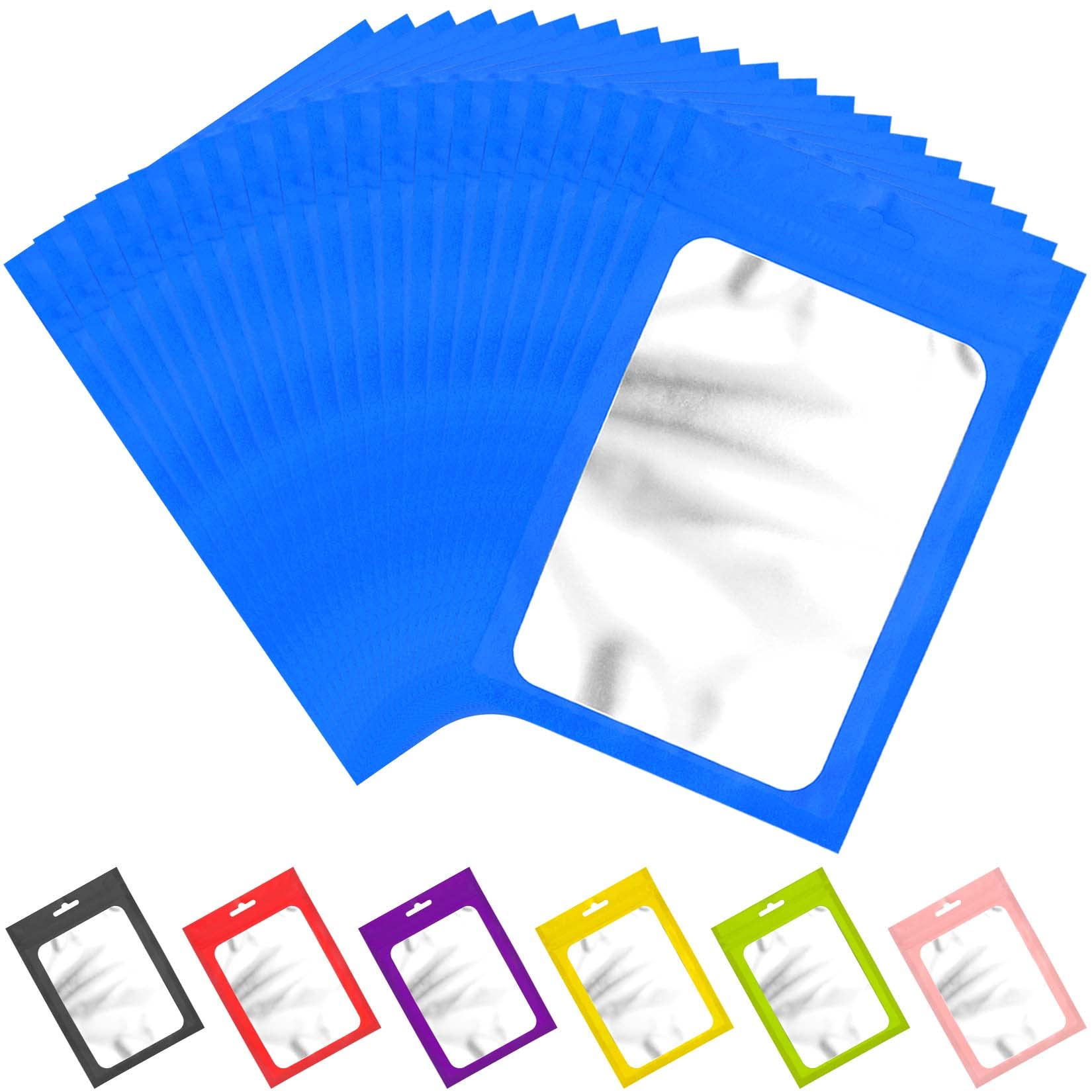 100 Pack Smell Proof Resealable Mylar Bags with Clear Window - Airtight Heat Seal Food Storage Bags, Odor Blocking Zipper Pouch for Dry Goods, Coffee, Tea, Snacks (Blue, 4.13 x 5.91 Inches) - Perfect for Kitchen Pantry Organization & Travel Snack Storage