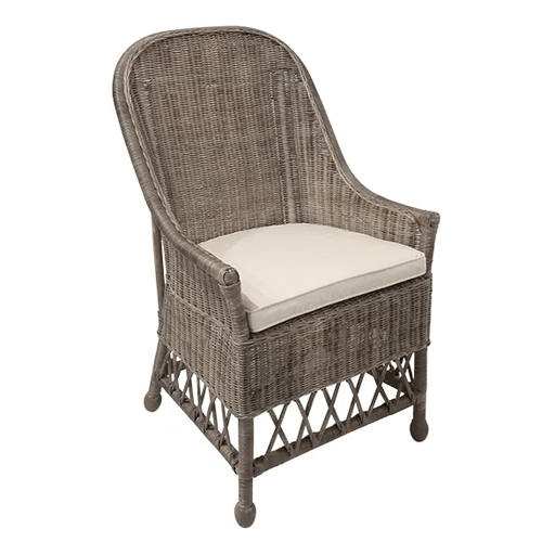 Costello Natural Weave Chair - Handwoven Rattan Accent Chair for Living Room, Patio & Bedroom - Boho Style Indoor Outdoor Seating with Cushion