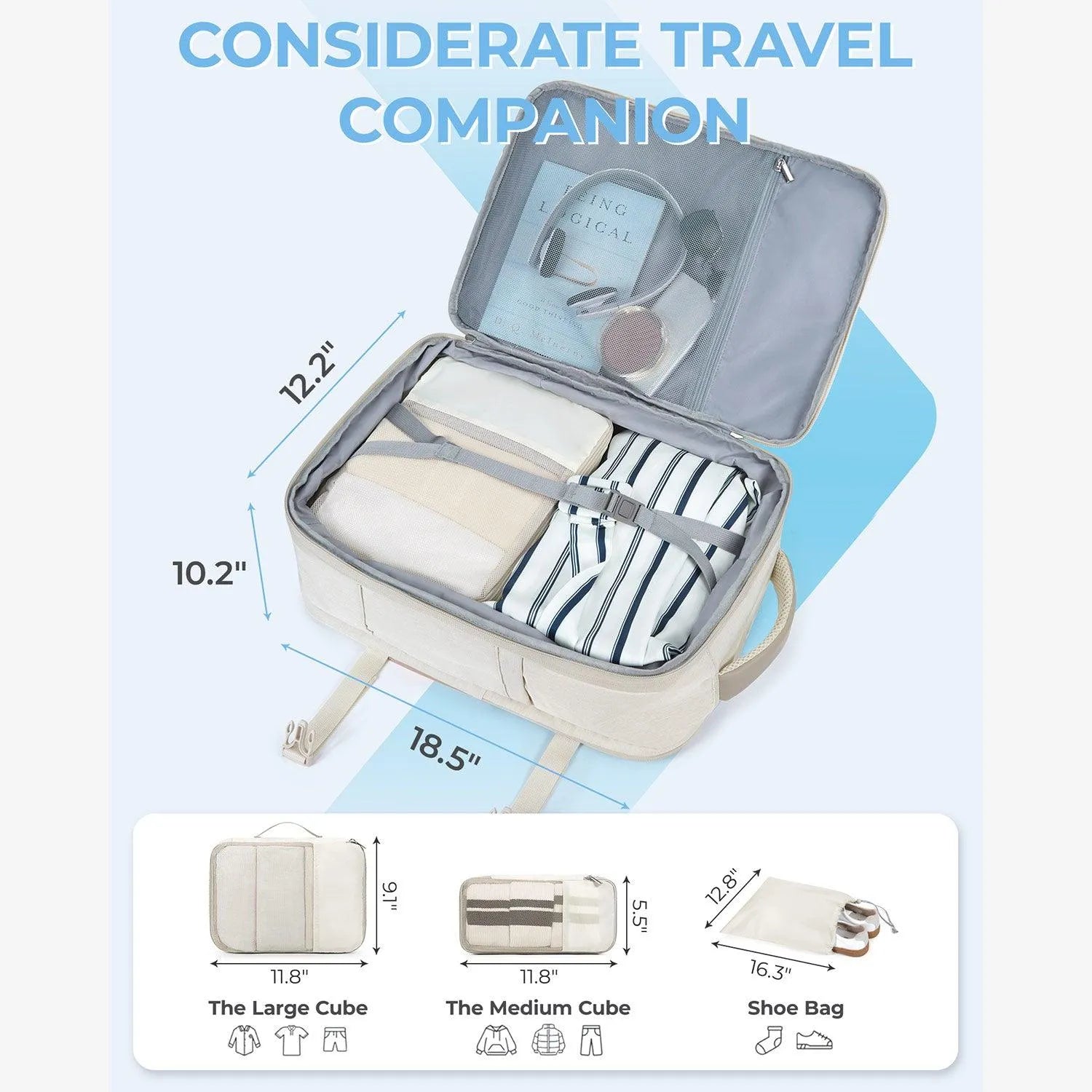 Falco 40L Expandable Airline Approved Carry On Travel Backpack - Waterproof Laptop Backpack for Business Travel, Weekend Trips & Commuting