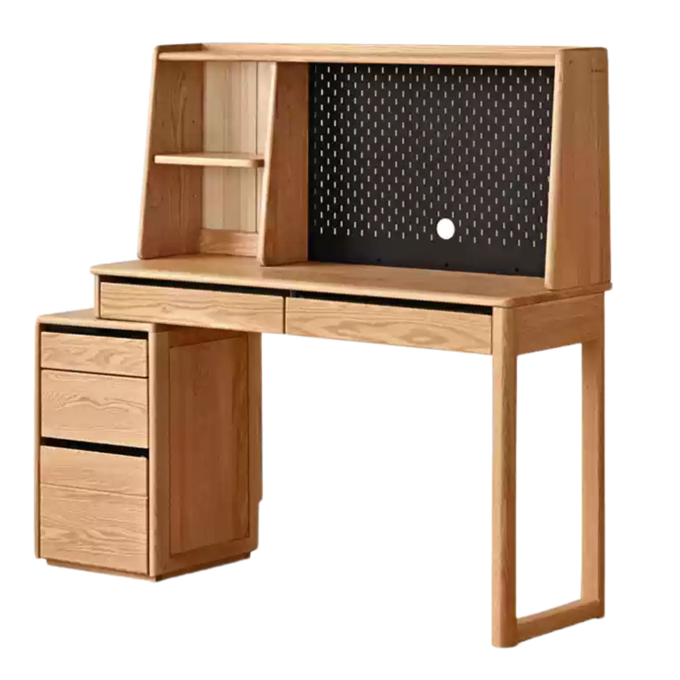 Solid Oak Wood Modern Adjustable Computer Desk - Extendable Workstation for Home Office, Gaming & Study