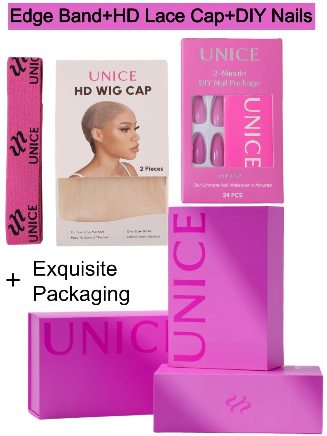 UNICE Bye Bye Knots Glueless Wig - Pre Plucked Water Wave 7x5 Lace Front Human Hair Wig (150% Density, 24 Inch) - Wet & Wavy No Glue Lace Wig for Easy Wear & Natural Look | Perfect for Daily Use, Parties & Special Occasions