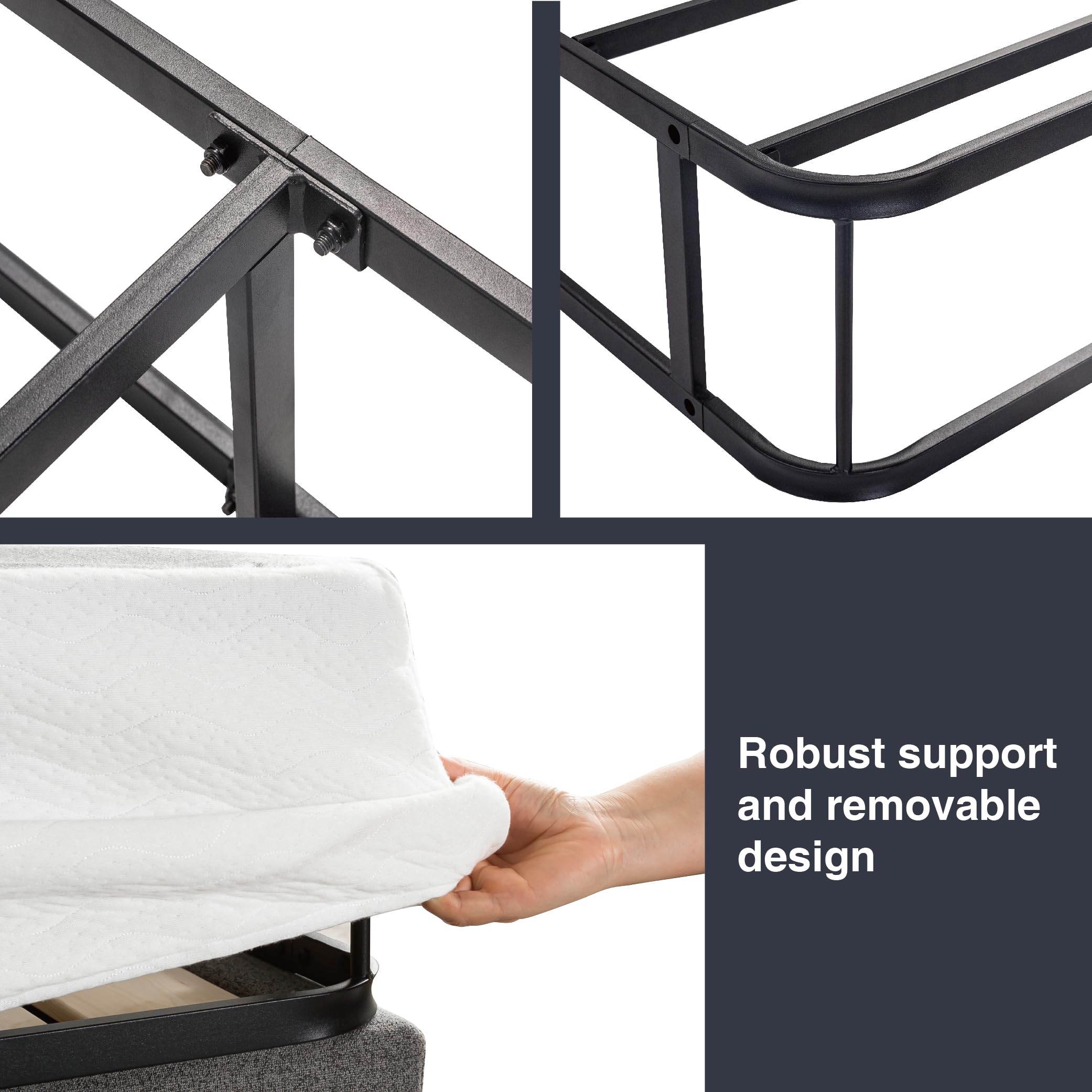 5 Inch Queen Size Box Spring with Fabric Cover - Sturdy Mattress Foundation with Strong Steel Frame - Easy Assembly for Bedroom, Guest Room & Dorm Use