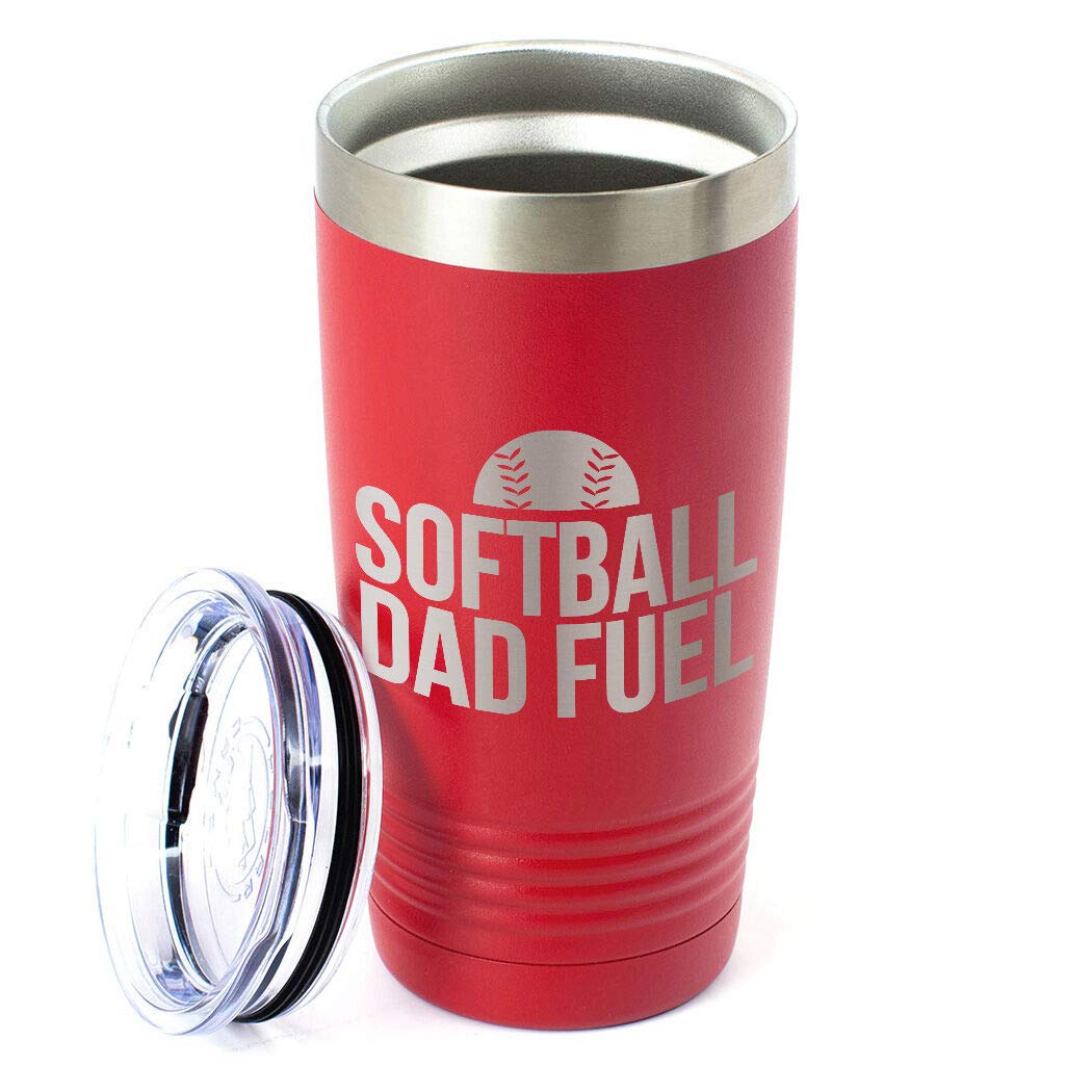 ChalkTalkSPORTS 20 oz Double Insulated Softball Tumbler Cup - Leakproof Stainless Steel Travel Mug for Softball Players & Coaches - Perfect for Games, Practices & Tailgating (Red)