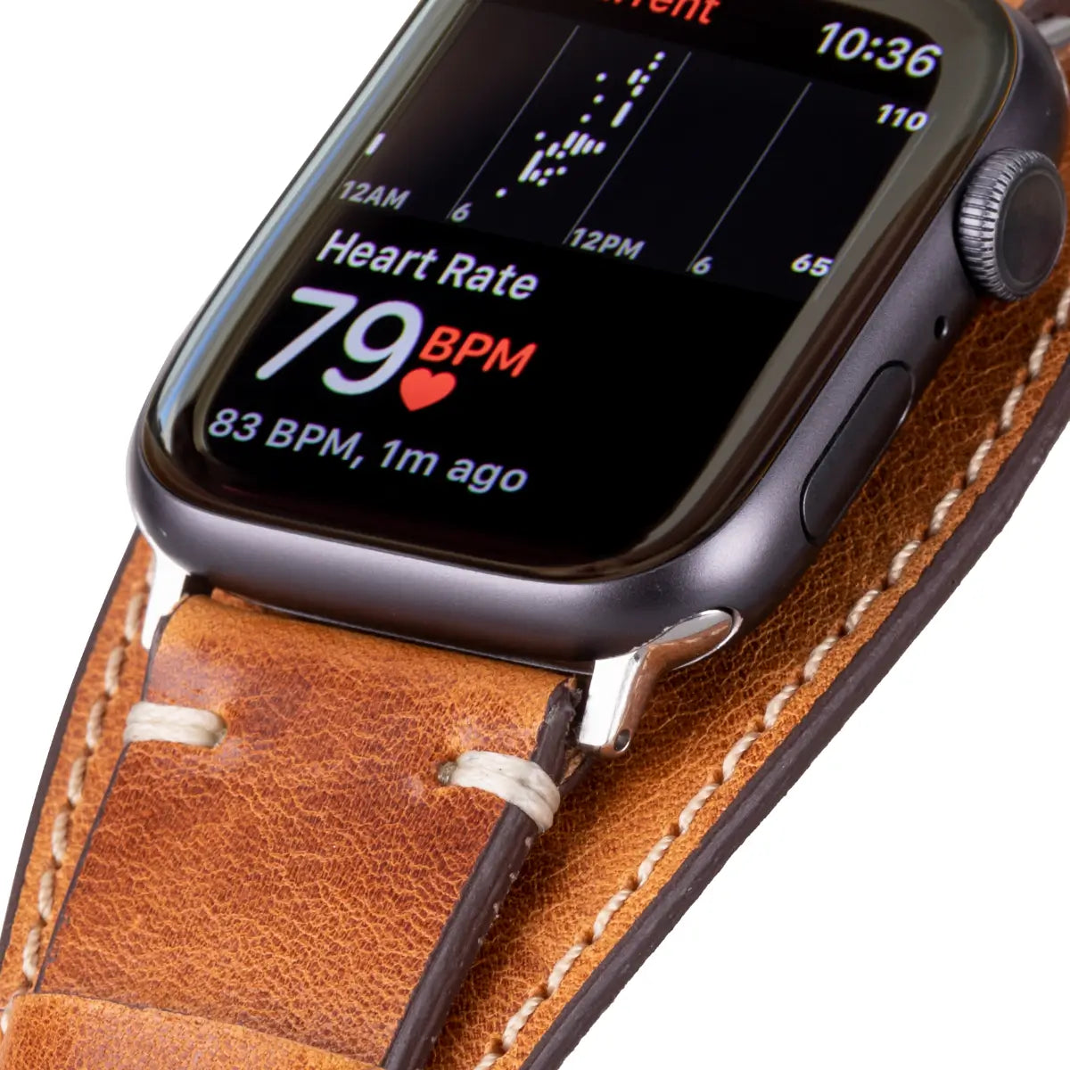 Premium Camel Brown Genuine Leather Cuff Strap for Apple Watch Series 9/8/7/SE - Adjustable Luxury Replacement Band for Work, Gym & Everyday Wear