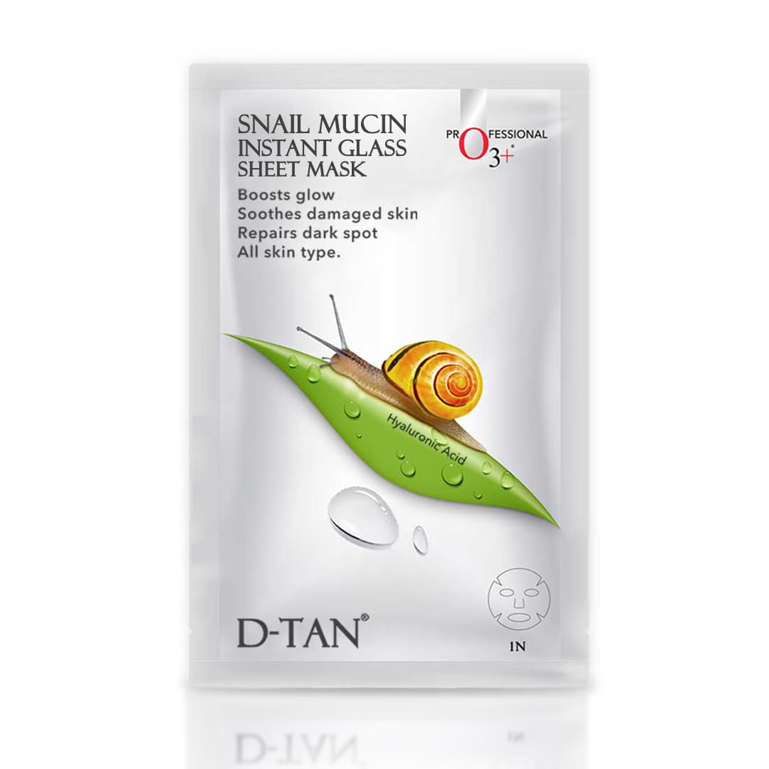 O3+ Snail Mucin Instant Glass Sheet Mask 30ml - Hydrating & Brightening Facial Mask for Glowing Skin | Perfect for Daily Skincare & Spa Night