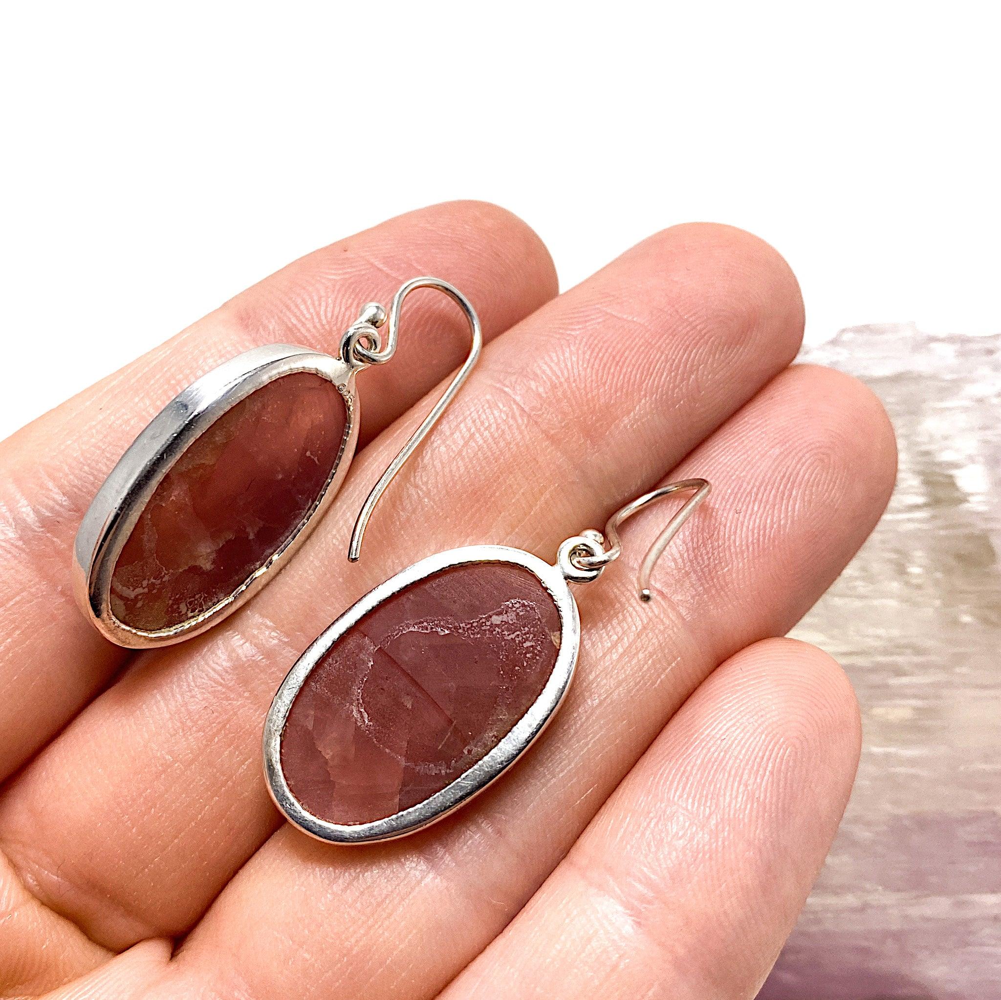 Rhodochrosite Oval Cabochon Earrings - Handmade Gemstone Jewelry for Women - Perfect for Weddings, Parties & Gifts