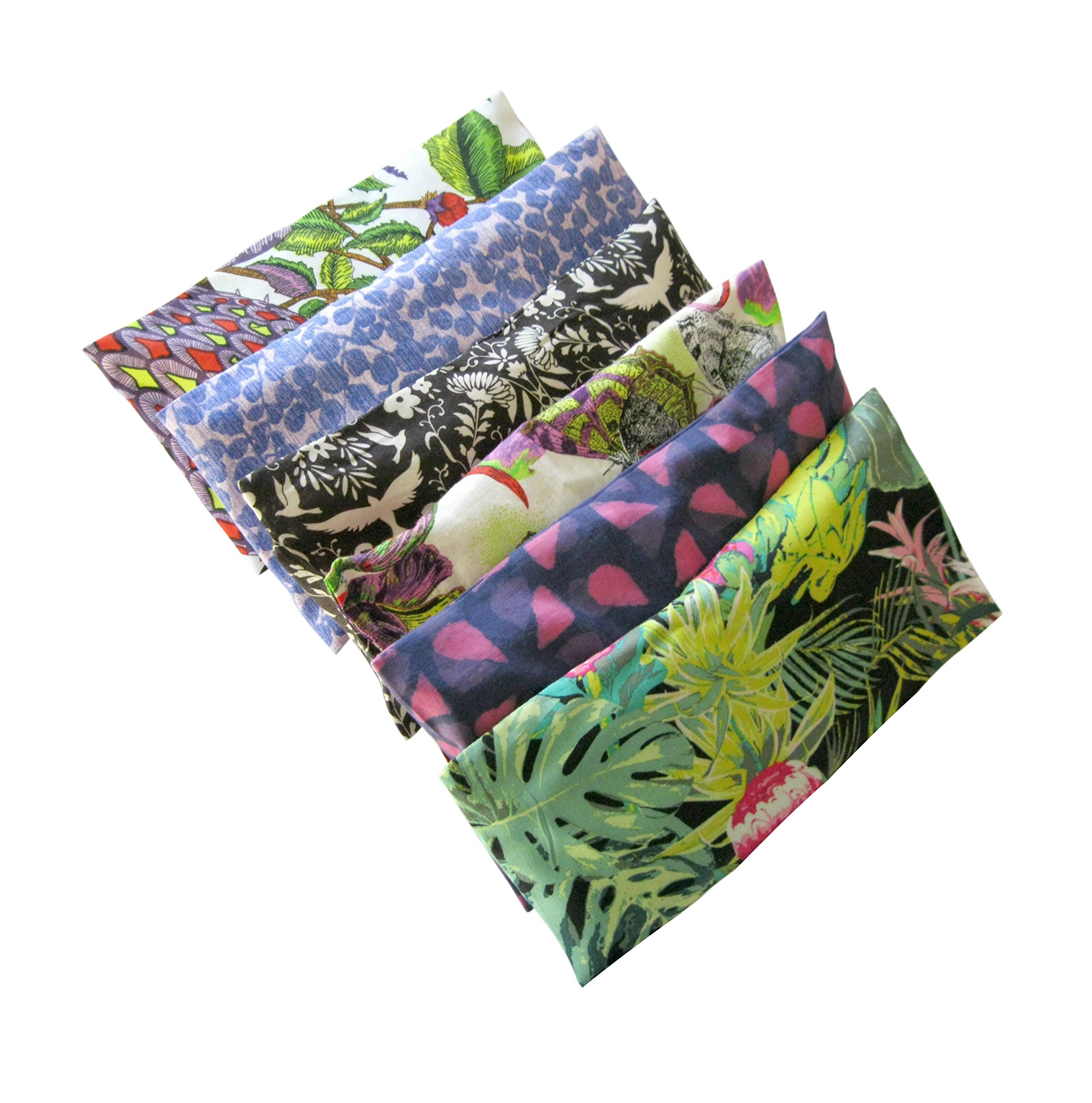 Lavender Eye Pillow Gift Set of 6 - Weighted Flaxseed with Lavender & Chamomile - Removable Washable Cover & Refillable - for Yoga, Aromatherapy, Massage, Sleep & Stress Relief - Tropical Green Blue Pink Colors - Perfect for Spa, Meditation & Travel Relaxation