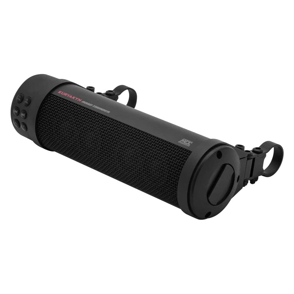 Kuryakyn 2720 MTX Road Thunder 300W Weatherproof Motorcycle Sound Bar - Bluetooth Handlebar Speakers with USB Charger (Satin Black) for Outdoor Riding & Adventure Trips
