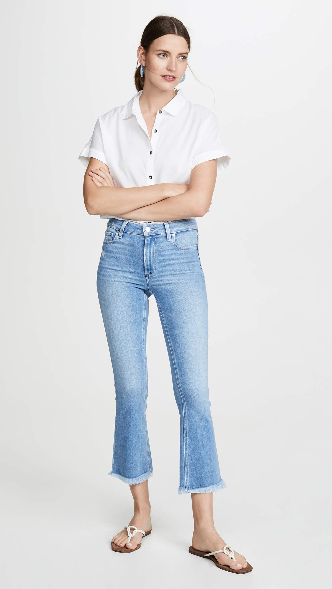 PAIGE Women's Collete High-Rise Crop Flare Jeans | Stretch Denim for Comfort | Perfect for Casual Outfits & Date Nights