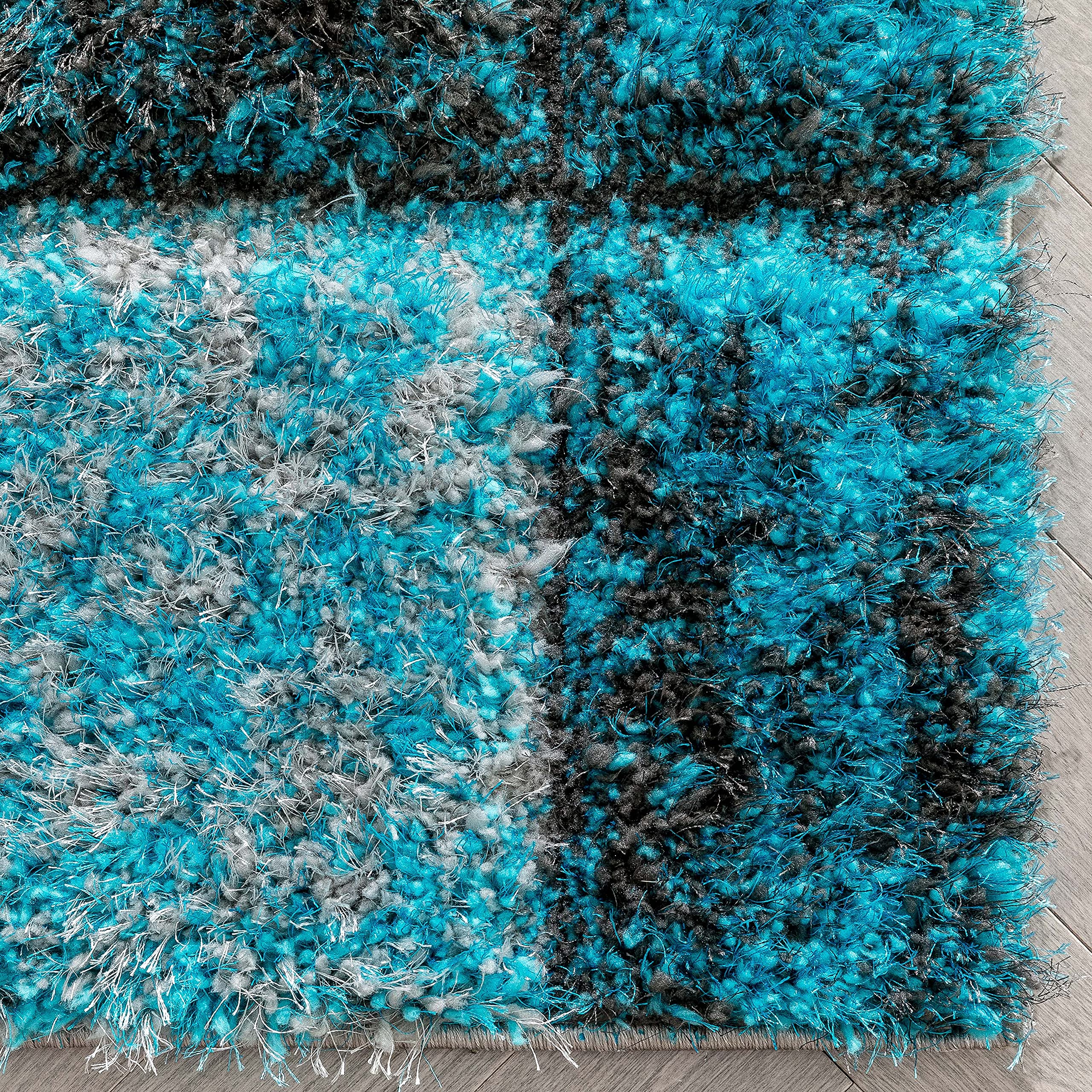 Well Woven Kizi Teal & Grey Abstract Geometric Area Rug 8x10 (7'10