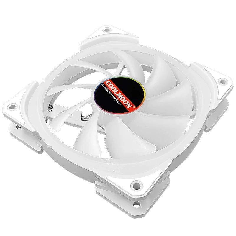 COOLMOON 120mm ARGB PWM PC Cooling Fan - White LED, High Airflow, Quiet Operation for Gaming PC, Case, CPU Cooler & Liquid Cooling Systems