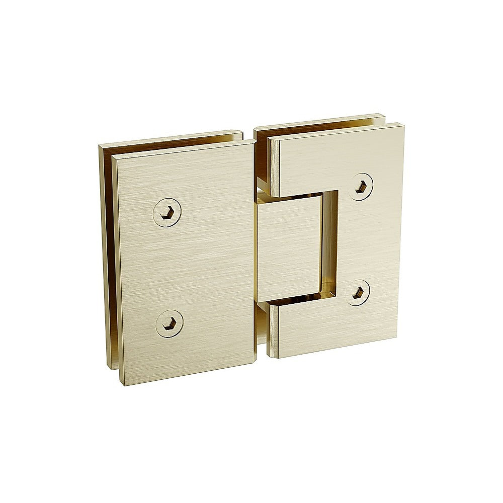 120x120cm Frameless Corner Shower Screen with Gold Brackets & Stainless Steel Hinges - Square Knob Handle for Modern Bathroom (Bathroom Renovation, Spa Style Shower Enclosure)