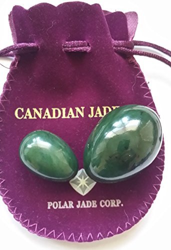Genuine Nephrite Jade Yoni Eggs Set - 2 Undrilled Eggs (Medium & Small Sizes) for Women's Wellness - Dark Green to Black Jade for Advanced & Intermediate Users - Perfect for Meditation, Pelvic Floor Exercise & Energy Healing