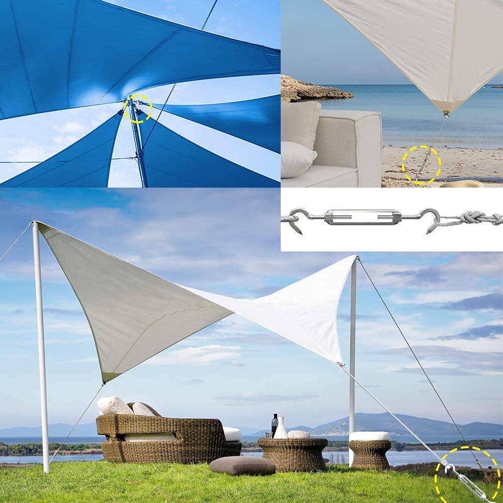6' Heavy Duty Anti-Rust Shade Sail Hardware Kit (40Pcs) for Rectangular, Square & Triangular Sun Shade Installation - Perfect for Patio, Lawn, Garden, Poolside & Outdoor Relaxation Areas