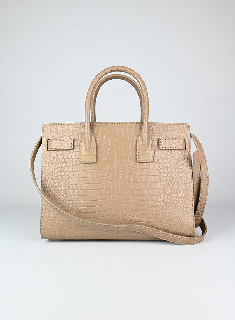 Saint Laurent Sac de Jour Baby Handbag in Tortora - Luxury Leather Tote Bag for Women, Perfect for Work, Travel & Everyday Use