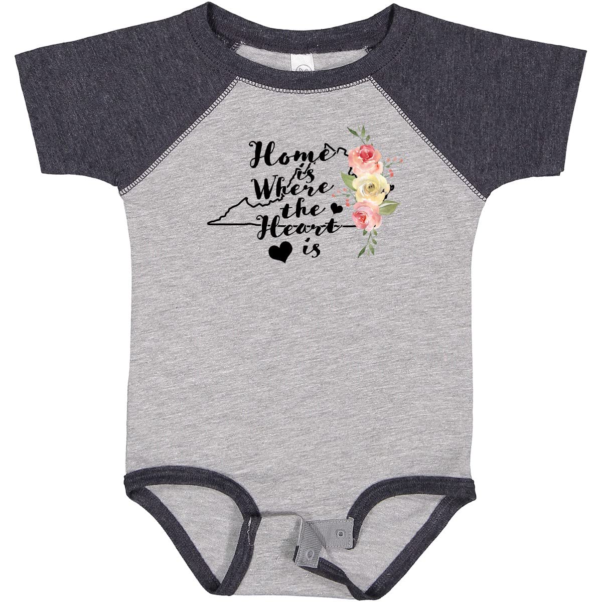 Inktastic Virginia Home is Where The Heart is Watercolor Baby Bodysuit - Soft Cotton Onesie for Newborns & Infants - Perfect for Family Photos, Holidays & Gifts