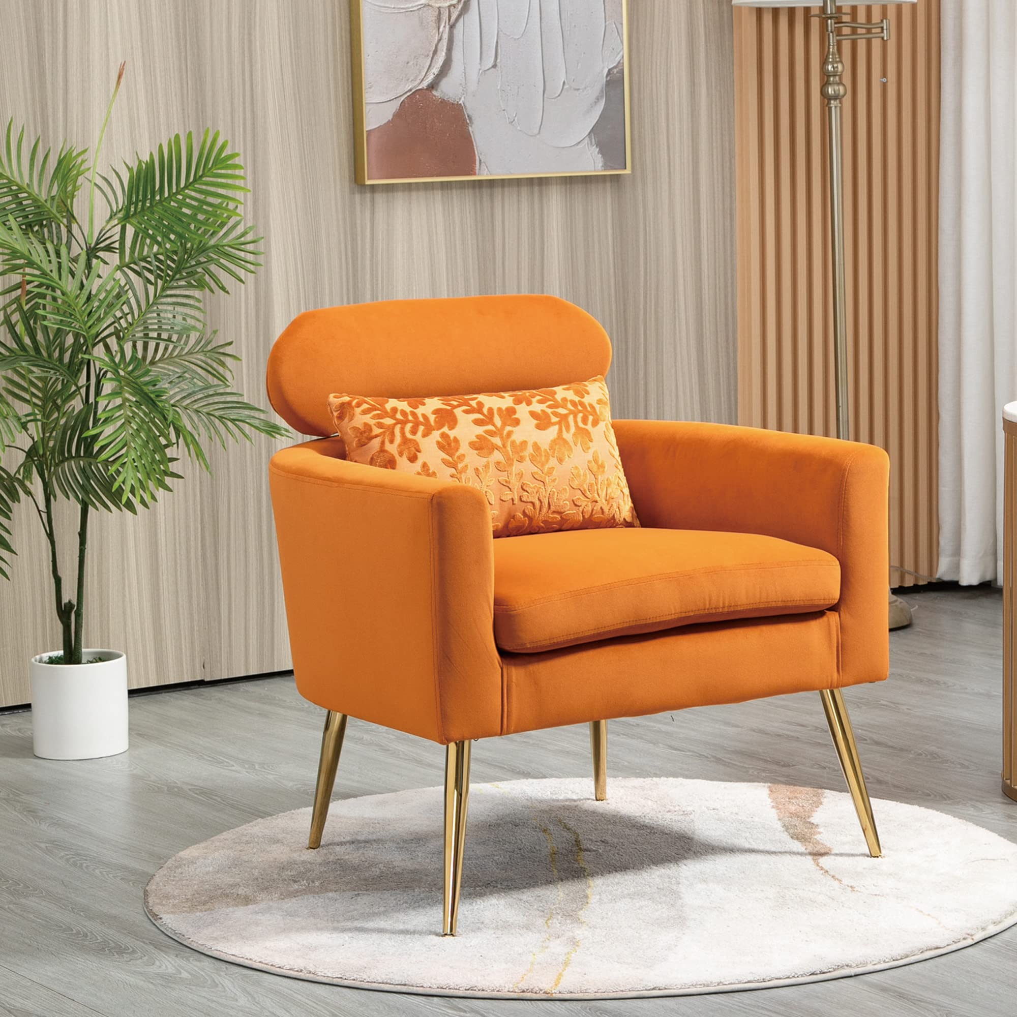 Velvet Accent Chair with Gold Legs - Comfy Armchair for Living Room & Bedroom