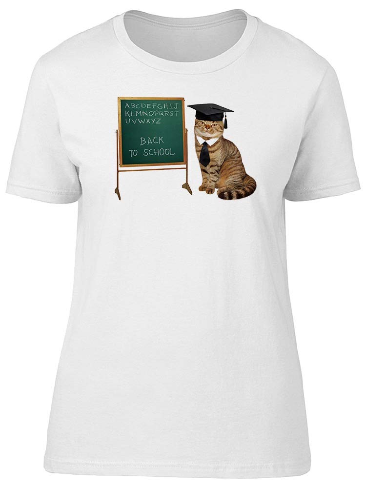 Smartprints Back to School Cat T-Shirt for Women - Cute Graphic Tee for Casual Wear, College Campus & Everyday Outfits