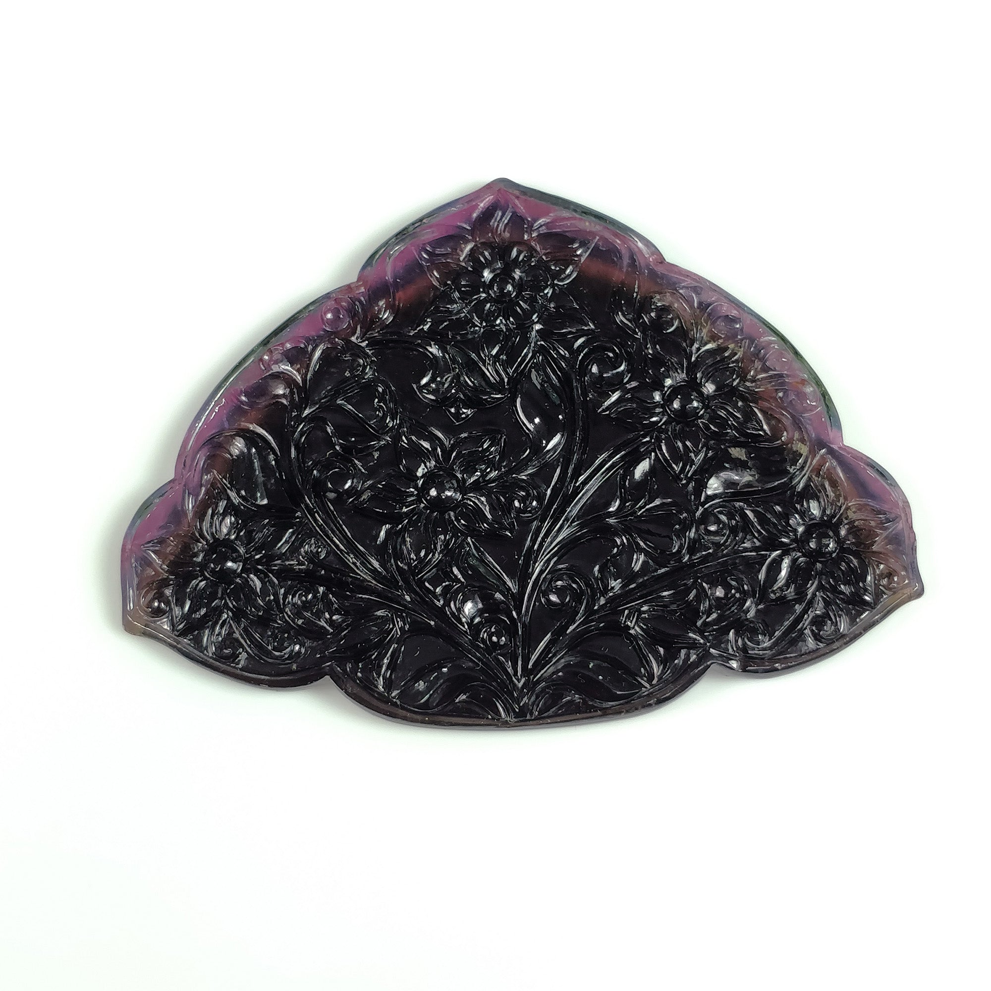 Exclusive Rare BLACK PINK TOURMALINE Gemstone Carving - 191.54cts Natural Untreated Hand Carved Tourmaline Flower (82x60x6mm) | Unique Jewelry Making, Crystal Healing & Luxury Gift for Collectors