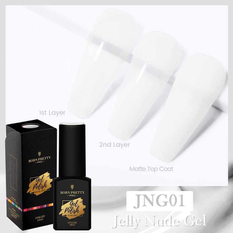 JNG04 15ml Jelly Gel Nail Polish - Long Lasting UV LED Soak Off Gel for Manicure & Pedicure - Perfect for Nail Salons, Home Use, and DIY Nail Art