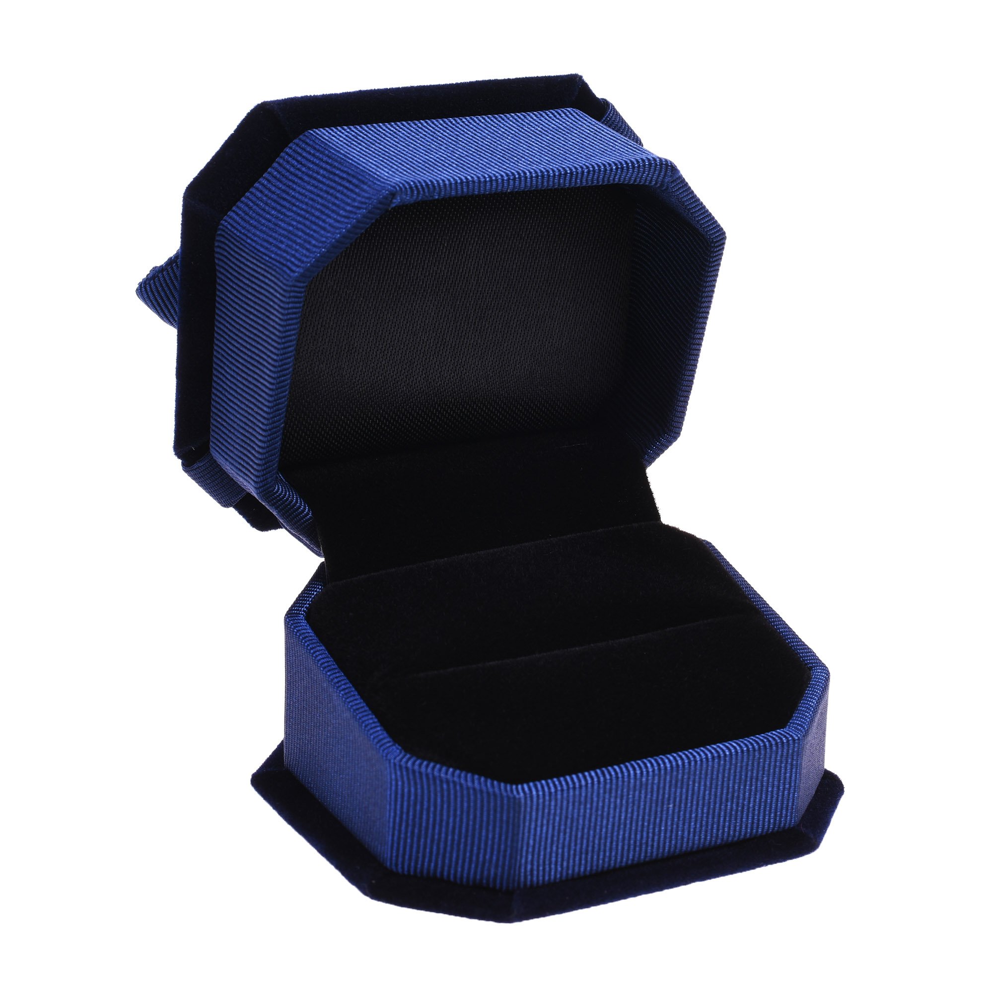 Velvet Octagonal Ring Jewelry Box with Bow - Elegant Wedding & Valentine's Day Gift Case for Rings (Blue) | Perfect for Proposals, Anniversaries & Special Occasions