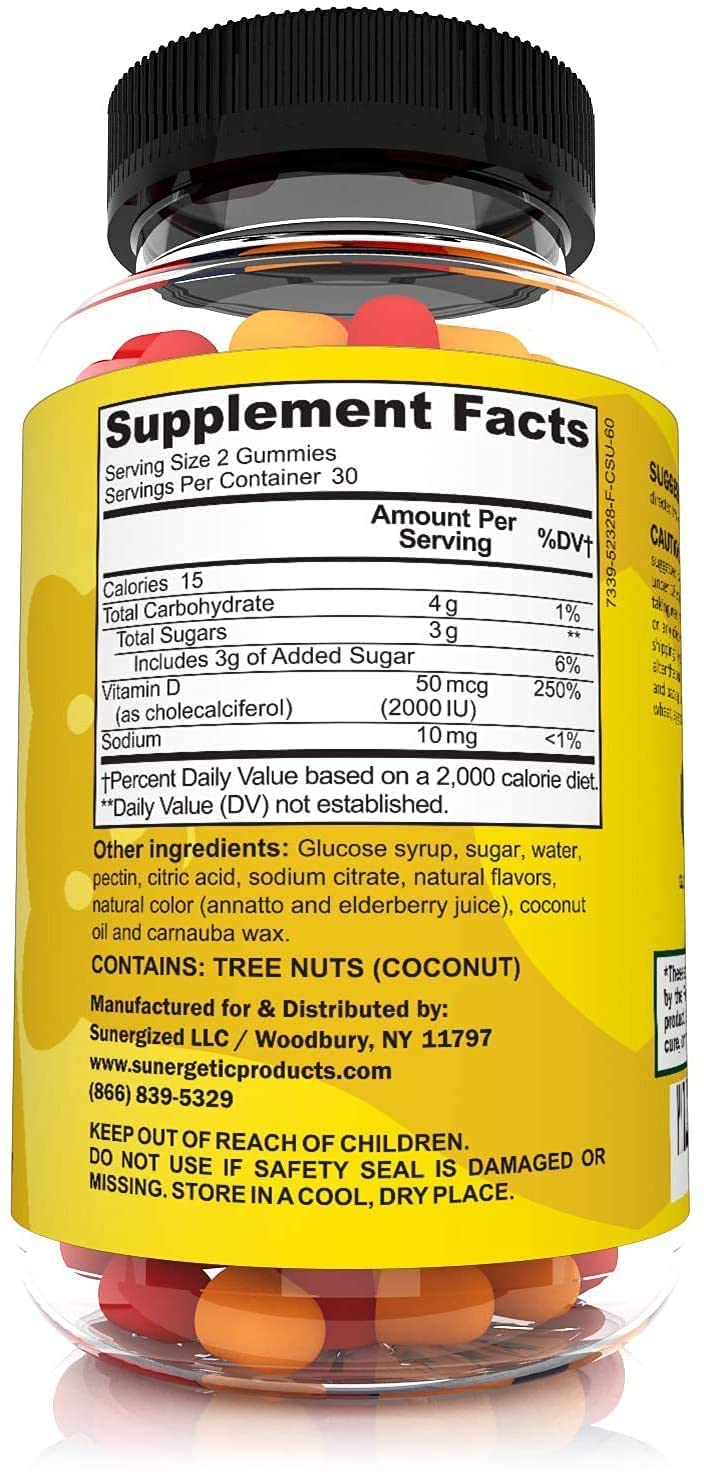 Sunergetic Vitamin D3 & Probiotic Gummies - 60 Count Each - Immune Support, Digestive Health, Muscle & Teeth Strength - Delicious Berry Flavor Chewable Supplement for Adults & Kids - Perfect for Daily Wellness Routine & Travel