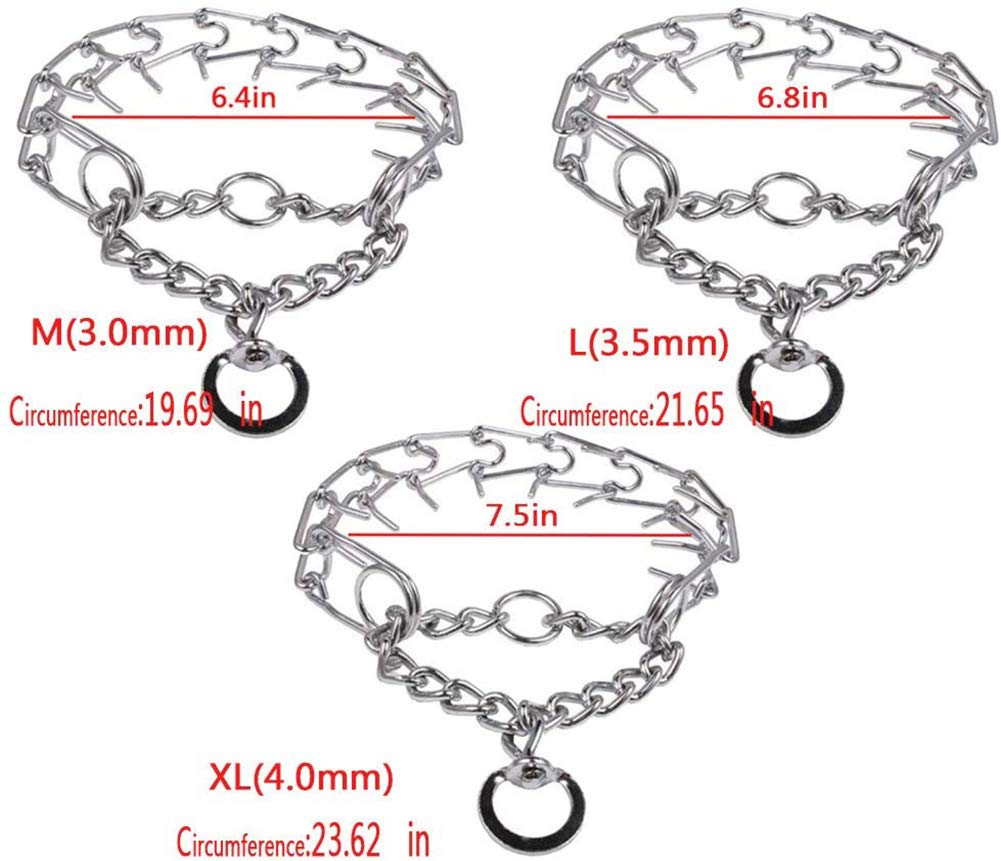 Stainless Steel Pinch Collar for Dogs - Adjustable Durable Training Collar for Medium & Large Breeds - Heavy Duty Pet Training Tool for Obedience & Behavior Control - Perfect for Walking, Leash Training & Outdoor Activities (Large, Silver)