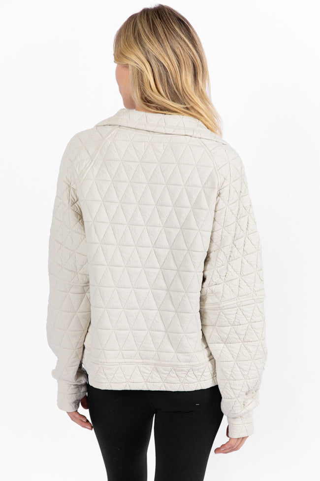 Love Is Everything Ivory Quilted Quarter Zip Pullover Sweater | Cozy Winter Fashion | Perfect for Date Nights & Casual Outings