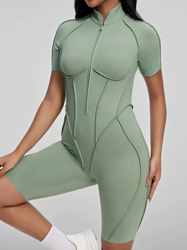 ZASUWA Women's Sexy Backless Zipper Scrunch Bum Jumpsuit - Stretchy Bodycon Romper for Clubwear, Night Out & Date Night