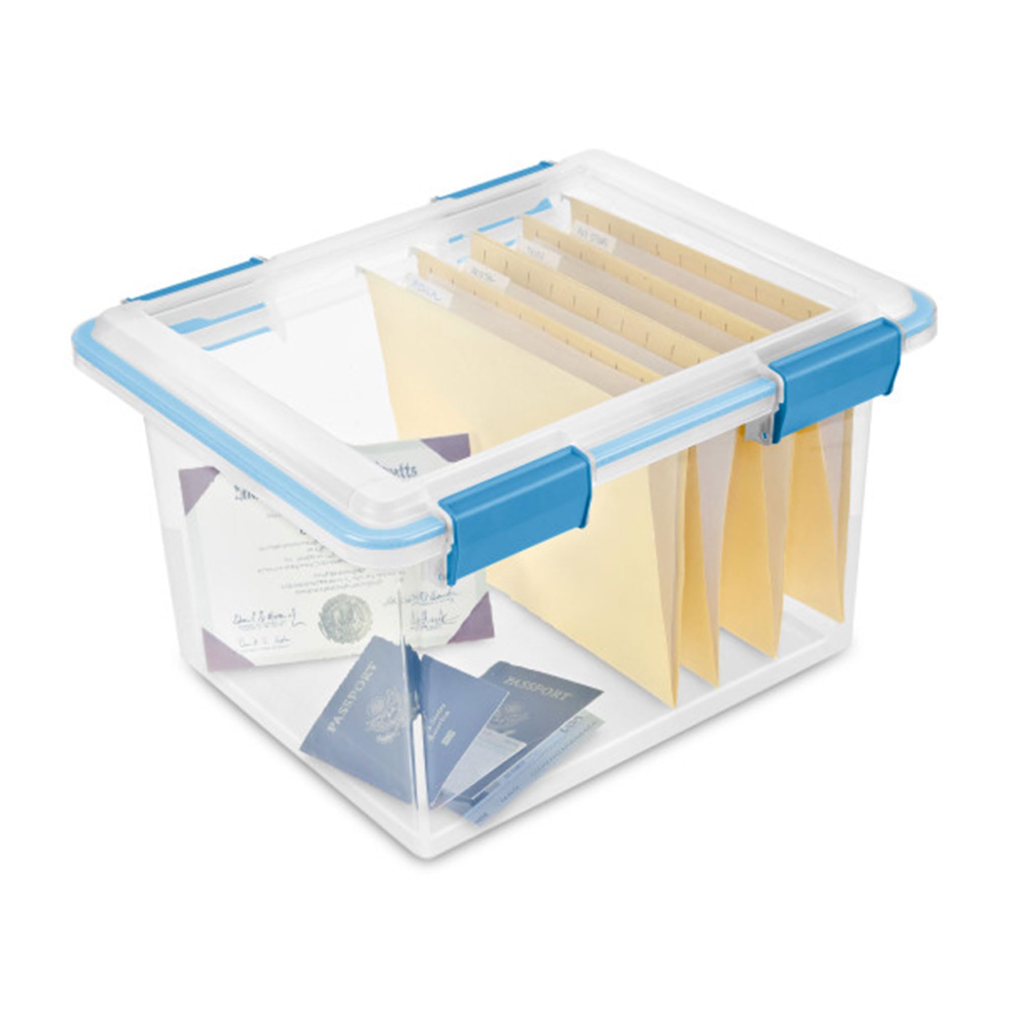 Sterilite 12-Pack 32 Quart Clear Weatherproof Storage Bins with Secure Latching Lids - Airtight Plastic Containers for Home Organization, Garage Storage & Emergency Supplies