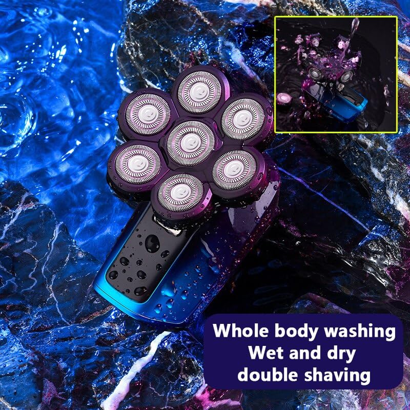 5-in-1 Rechargeable Electric Razor for Men - Waterproof Cordless Head Shaver & Beard Trimmer Kit with LED Display | Perfect for Home, Travel & Professional Barber Use