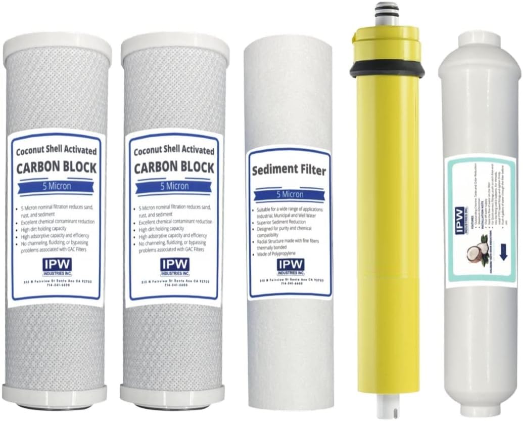 Watts WP5-50 Reverse Osmosis Water Filter Replacement Set - Carbon Block, Sediment Filter & RO Membrane Cartridges for Clean Drinking Water | Perfect for Home, Office & RV Water Filtration Systems
