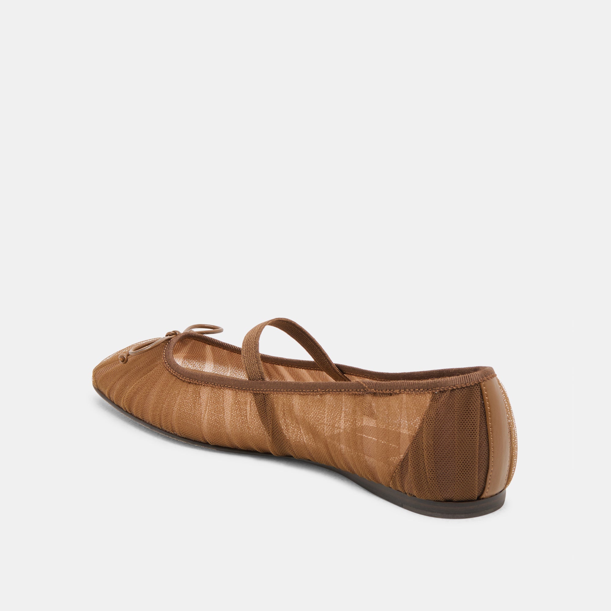 RAEVEN Women's Ballet Flats - Mid Brown Tulle Comfortable Shoes for Work, Casual & Dance | Breathable & Lightweight for Everyday Wear