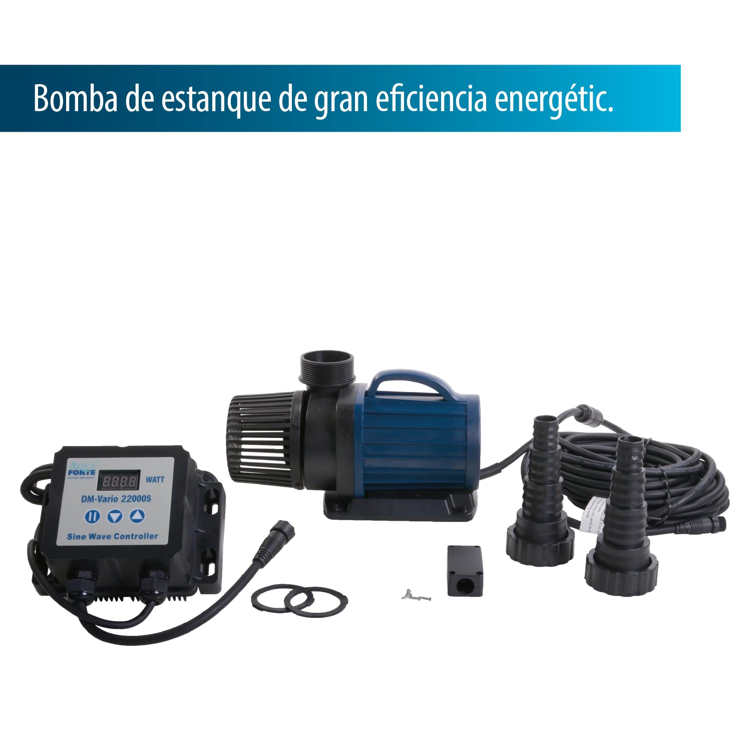 AquaForte DM-10.000 Vario S Adjustable Pond/Filter Pump - 34-85W, 6-10 m3/h Flow Rate, 5.5m Height - External Controller - Perfect for Garden Ponds, Waterfalls & Fountain Water Circulation