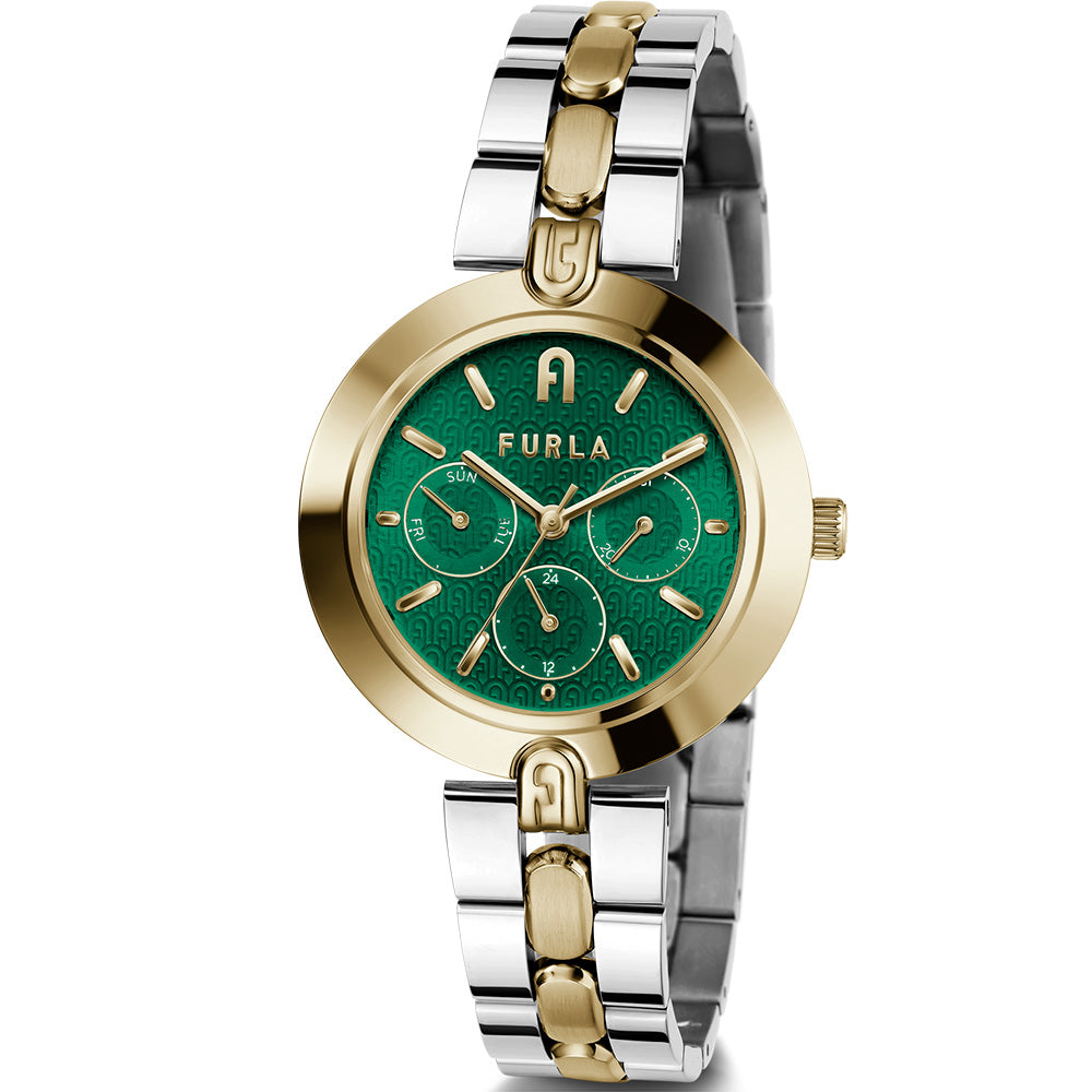 Furla WW00030008L4 Logo Link Two Tone Women's Watch - Stylish & Elegant Timepiece for Everyday Wear, Office & Special Occasions
