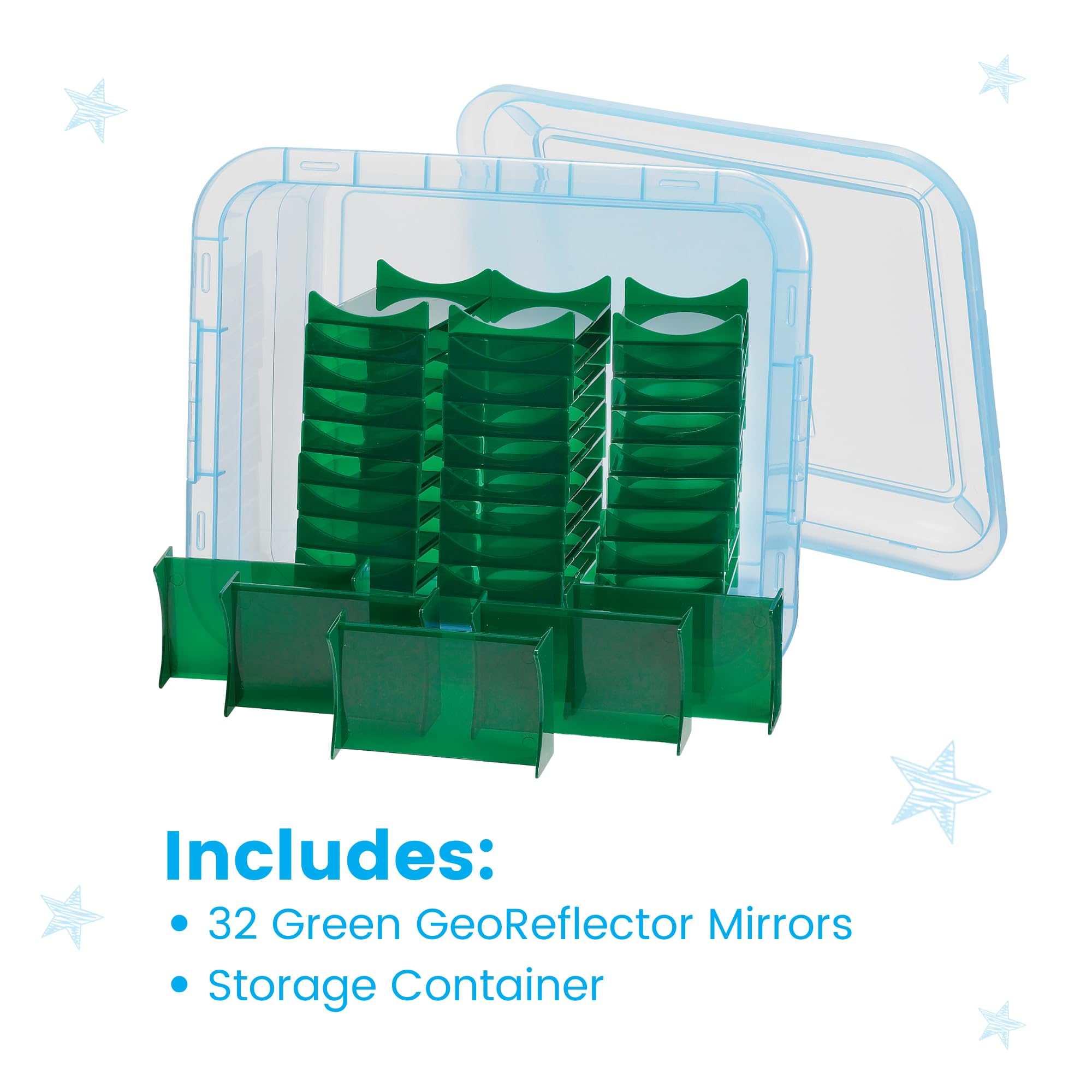 hand2mind GeoReflector Mirrors Classroom Set - 32 Pack | Geometry Learning Tools for Kids | Explore Reflection, Symmetry & Tracing | Math Teacher Supplies for Classroom Activities | Perfect for STEM Lessons, Art Projects & Hands-On Learning