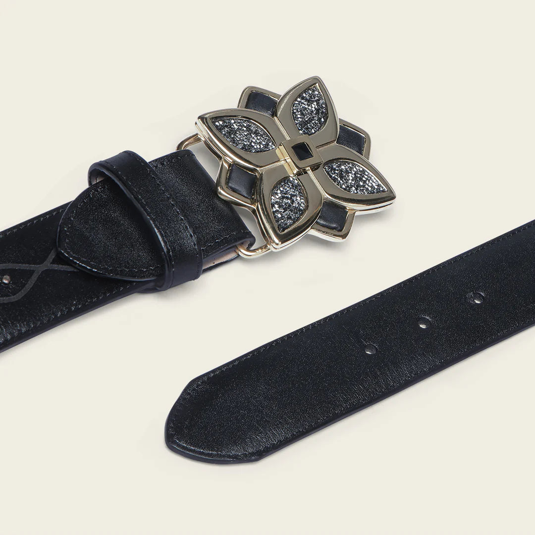 CDA35RS Western Cowgirl Leather Belt for Women - Genuine Cowhide, Black, Adjustable Buckle | Perfect for Rodeo, Country Fashion & Everyday Wear