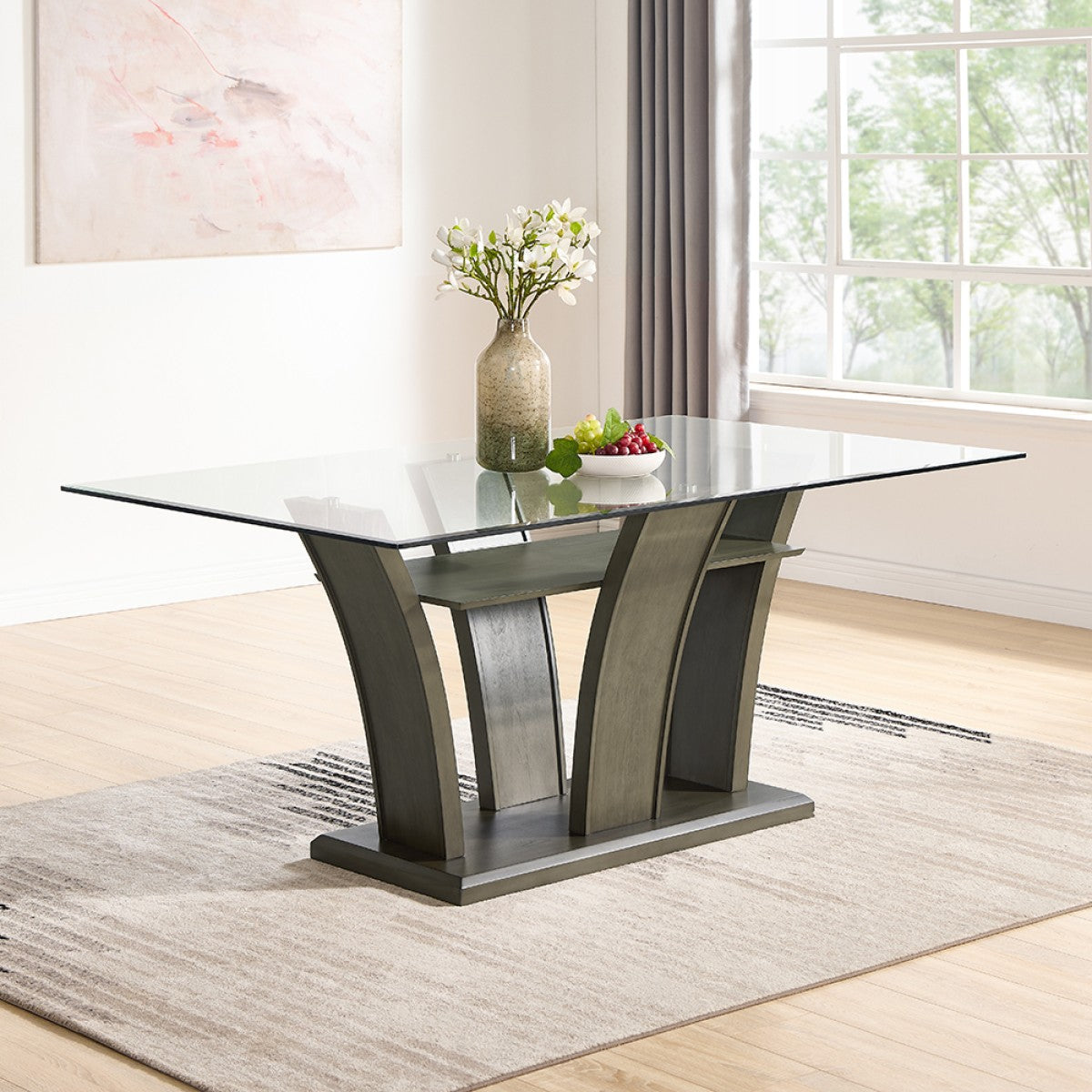 Modern Grey Dining Table Set - 6 Seater Wooden Kitchen Table with Chairs for Home & Restaurant Use | Perfect for Family Meals, Dinner Parties & Entertaining Guests