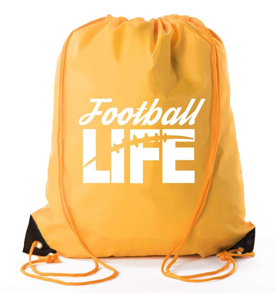 Premium Football Party Bags - 3PK Team Drawstring Backpacks for Sports Events, Birthday Parties & Tailgating | Durable Athletic Gold Cinch Sacks CA2500FOOTBALL S4 | Perfect for Game Day Celebrations, Team Giveaways & School Sports Events