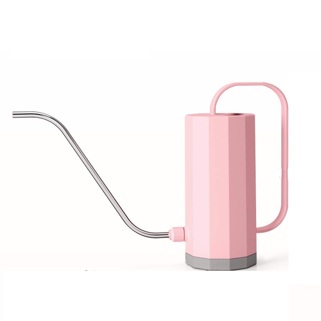 Fevilady 1.2L Plastic Watering Can with Long Spout - Pink Flower Watering Pot for Indoor/Outdoor Plants, Garden, Potted Flowers & Houseplants - Ergonomic Handle Gardening Tool for Home, Balcony & Greenhouse Use