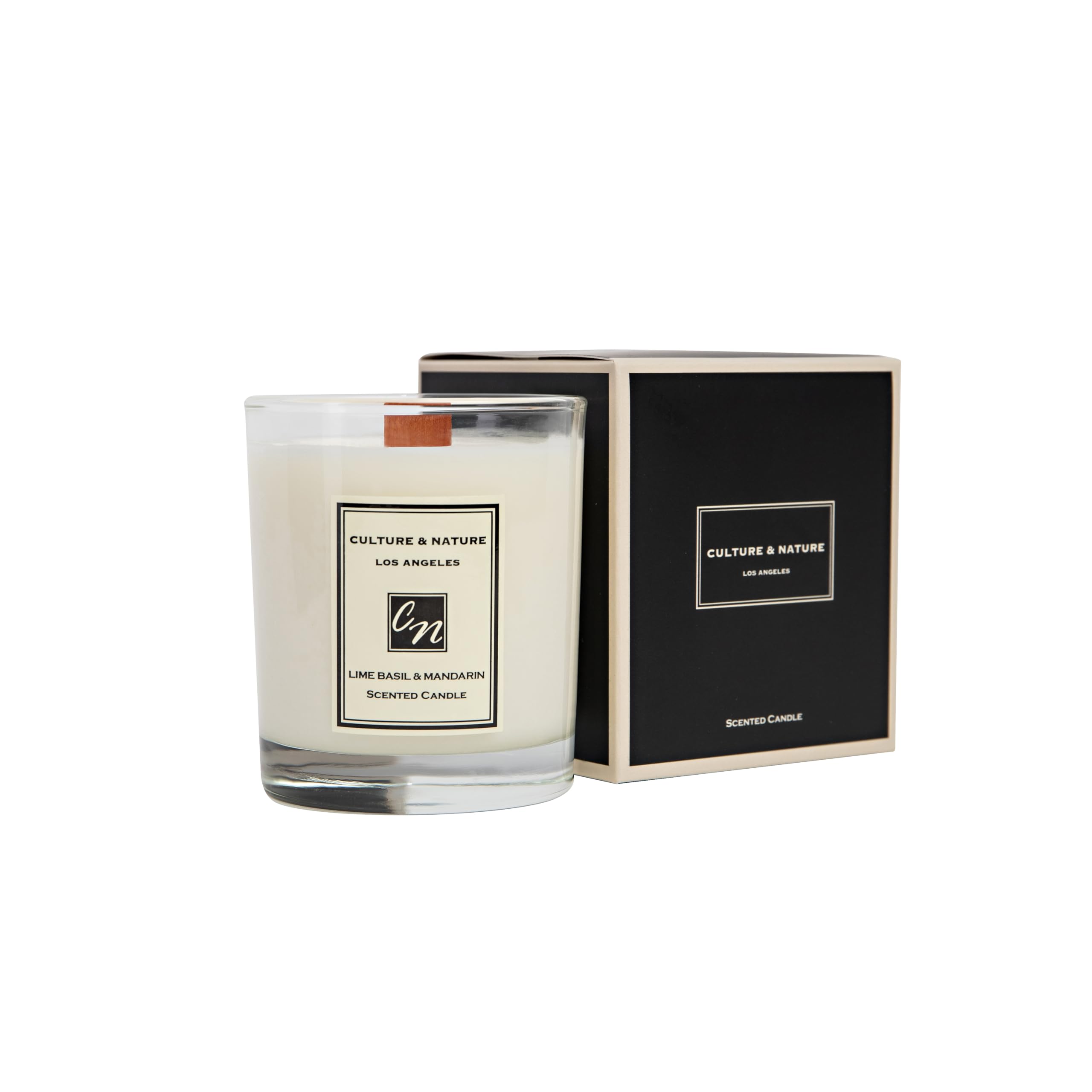Lime Basil & Mandarin Scented Soy Candle - 8oz 100% Natural Soy Wax with Wooden Wick | Long-Lasting Clean Burn | Luxury Home Fragrance for Relaxation, Spa, Yoga & Meditation