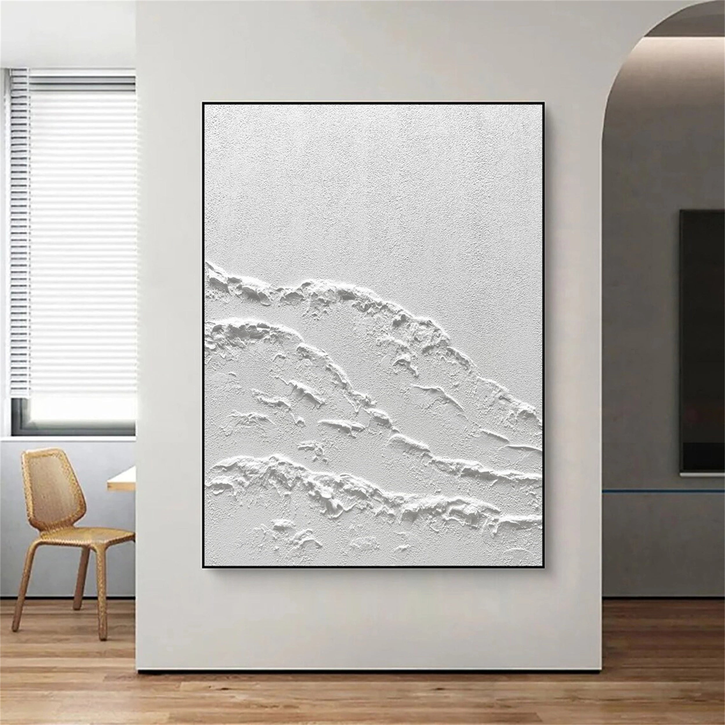 White Minimalist Textured Painting Canvas #MM101 - Abstract Wall Art for Modern Home & Office Decor