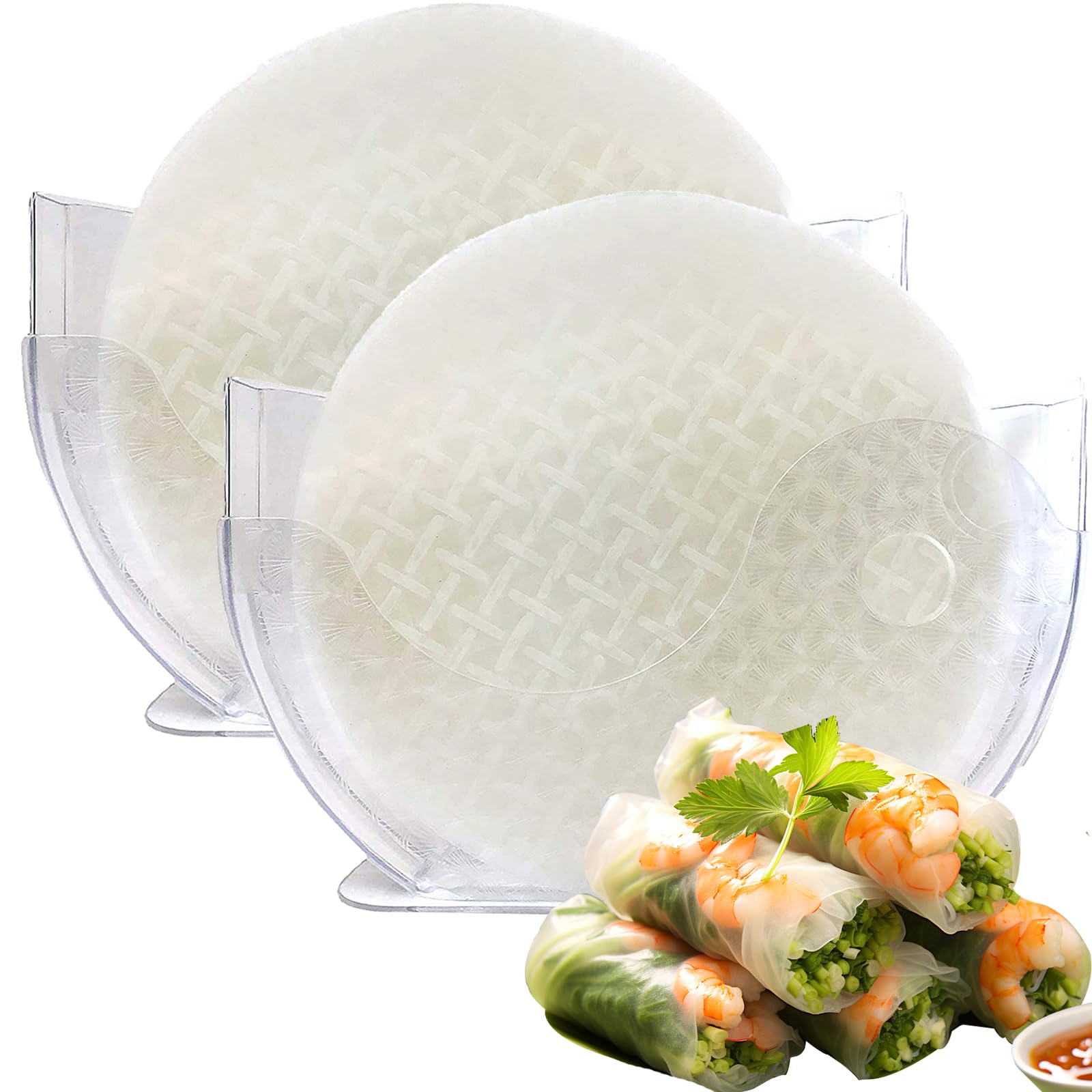 Vietnamese Rice Paper Water Bowl & Dipper Set - 2 Pack for Spring Rolls, Rice Rolls & Shrimp Wraps | Perfect for Asian Cooking, Party Appetizers & Healthy Snacks