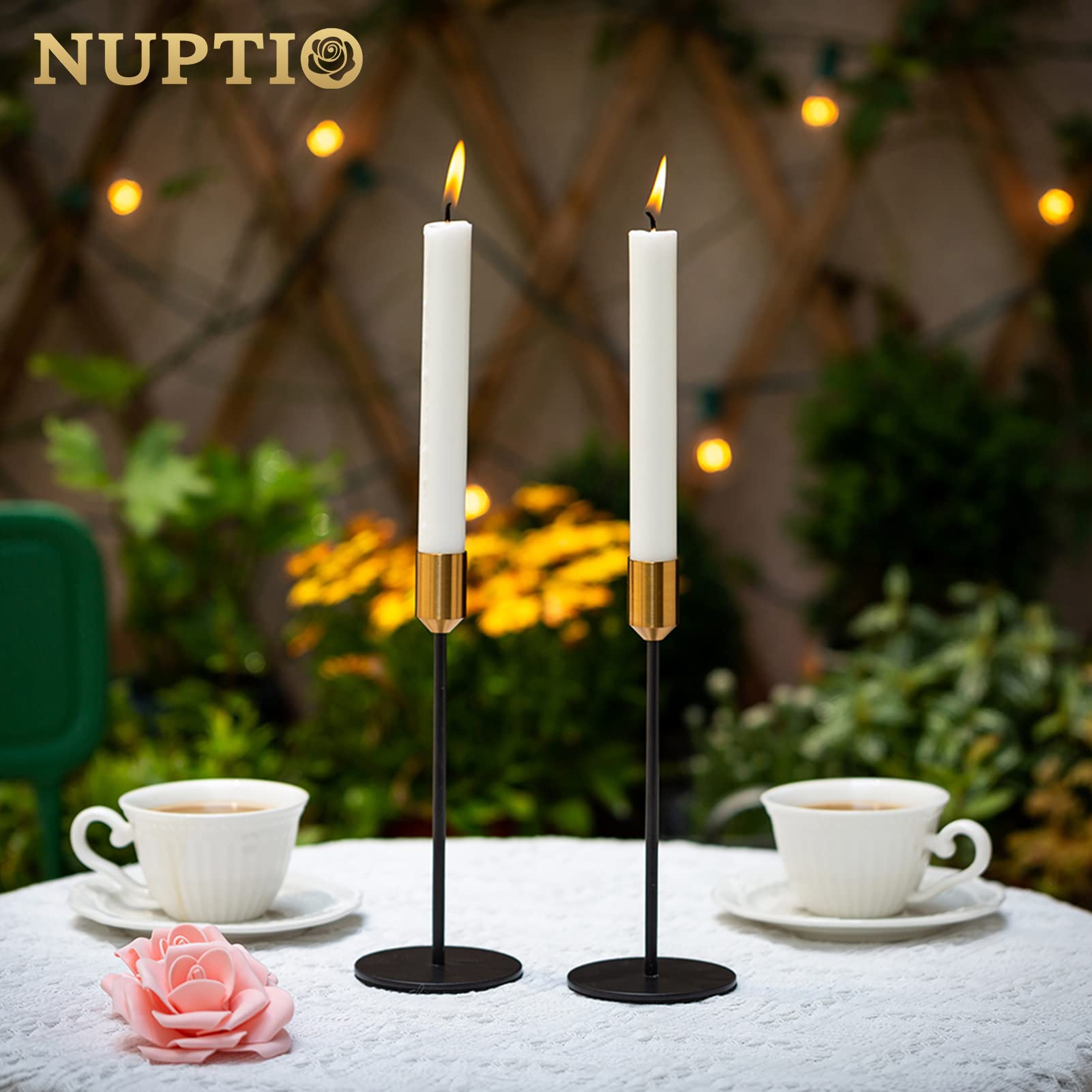 Elegant Single-Head Taper Candle Holder - Wedding & Dining Table Centerpiece Decor, Decorative Candlestick Holder for Romantic Ambiance (Set of 2) - Perfect for Wedding Receptions, Anniversary Dinners & Home Decor
