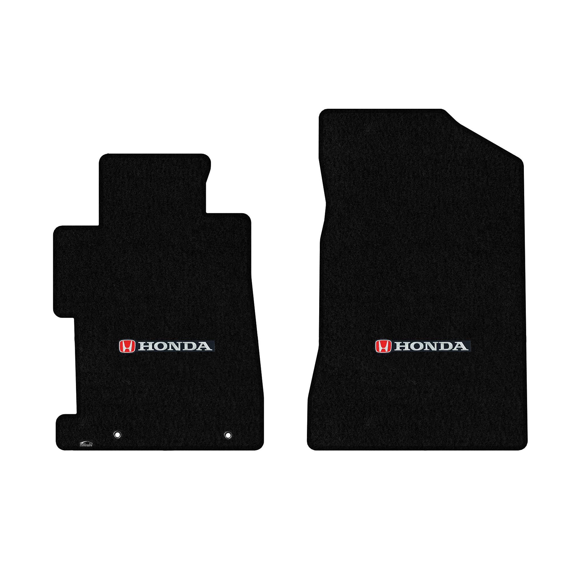 Premium Custom-Fit Carpeted Floor Mats for 2006-2011 Honda Civic Si 2-Door (Manual) - Black with Silver & Red Honda Logo - 2-Piece Front Set | All-Weather Protection & Luxury Interior Upgrade